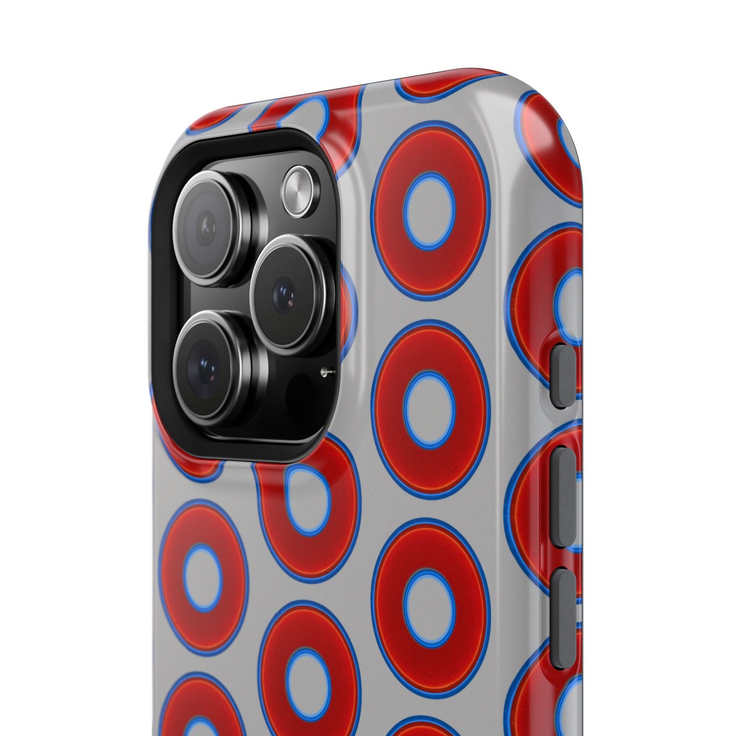 Impact-Resistant Lumpy Donut Case - red vivid donut print w/light gray background