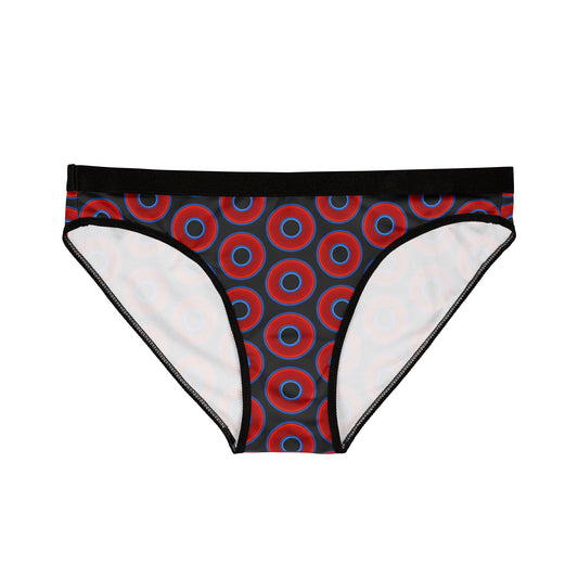 Lumpy Donut Underwear - vivid red donut print w/black background
