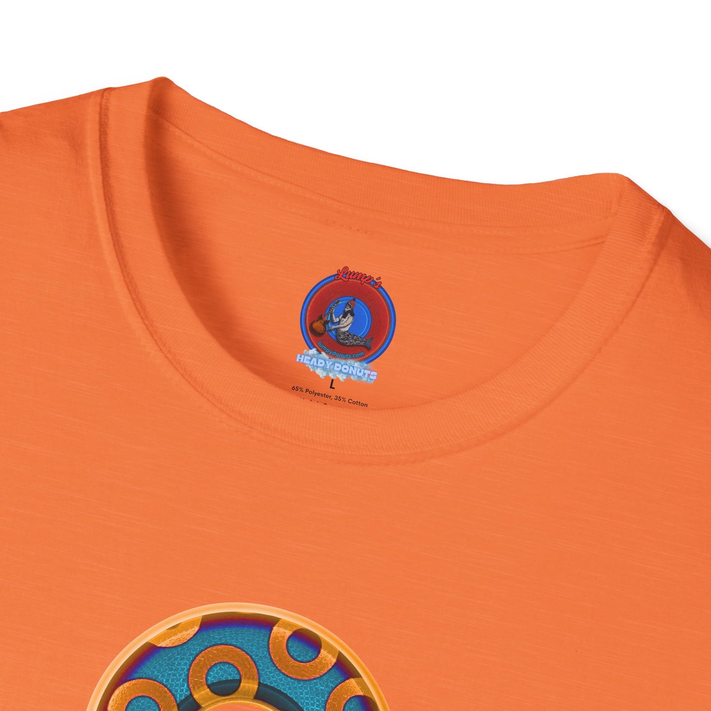 Plain Donuts/Unisex Soft-Style - "Plain Rustic Paradoxical Donuts" - light blue/orange donuts