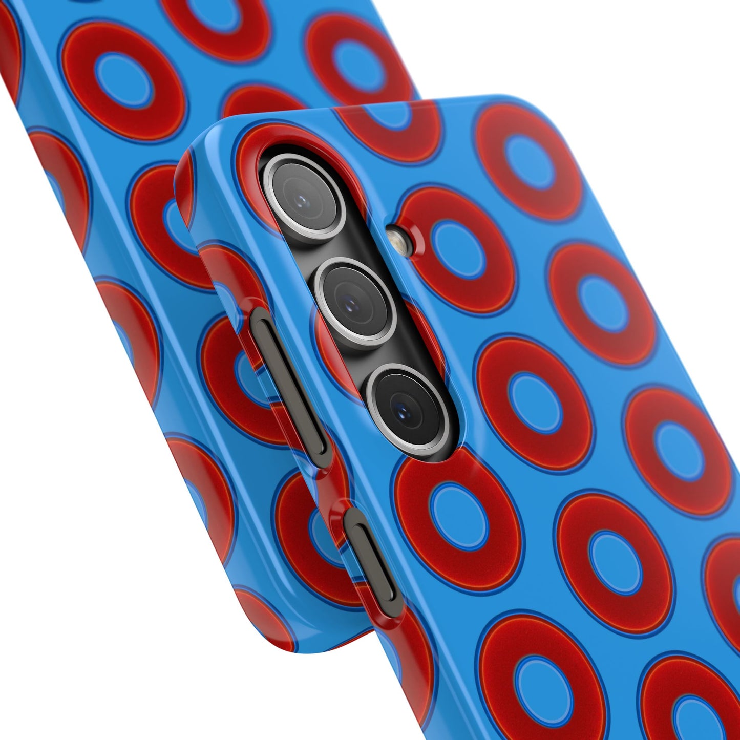 Lumpy Donut Snap Case - red vivid donut print w/sky royal blue background