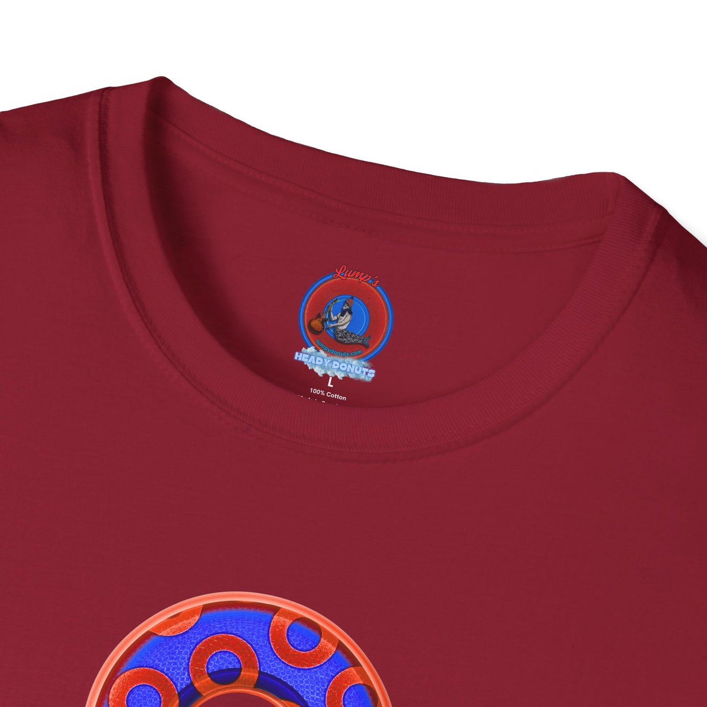 Plain Donuts/Unisex Soft-Style - "Plain Rustic Paradoxical Donuts" - electric blue/red donuts