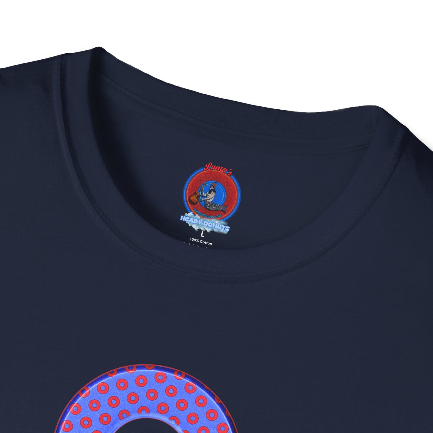 Plain Donuts/Unisex Soft-Style - "Plain Electric Paradoxical Donuts" - bright royal blue/red coral donuts