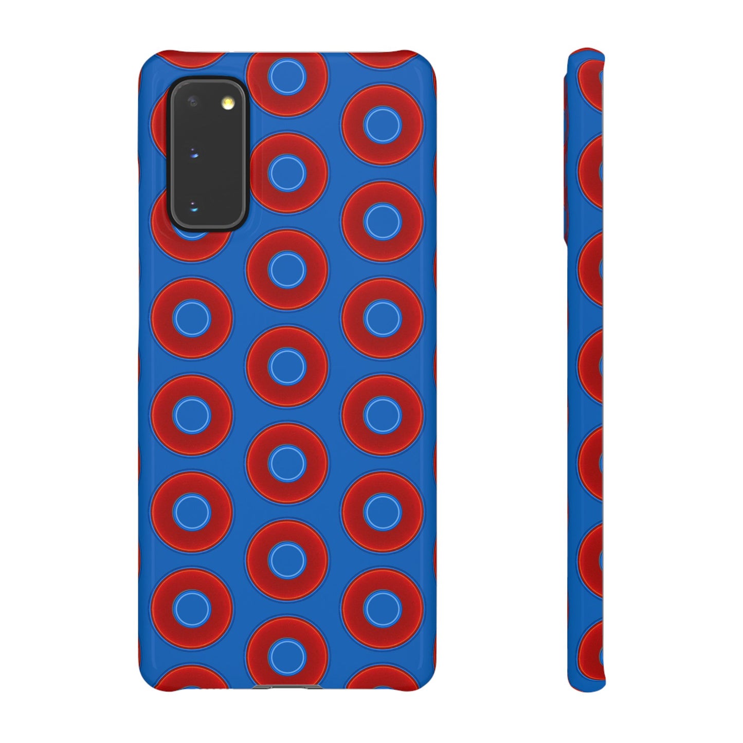 Lumpy Donut Snap Case - red vivid donut print w/dark royal background
