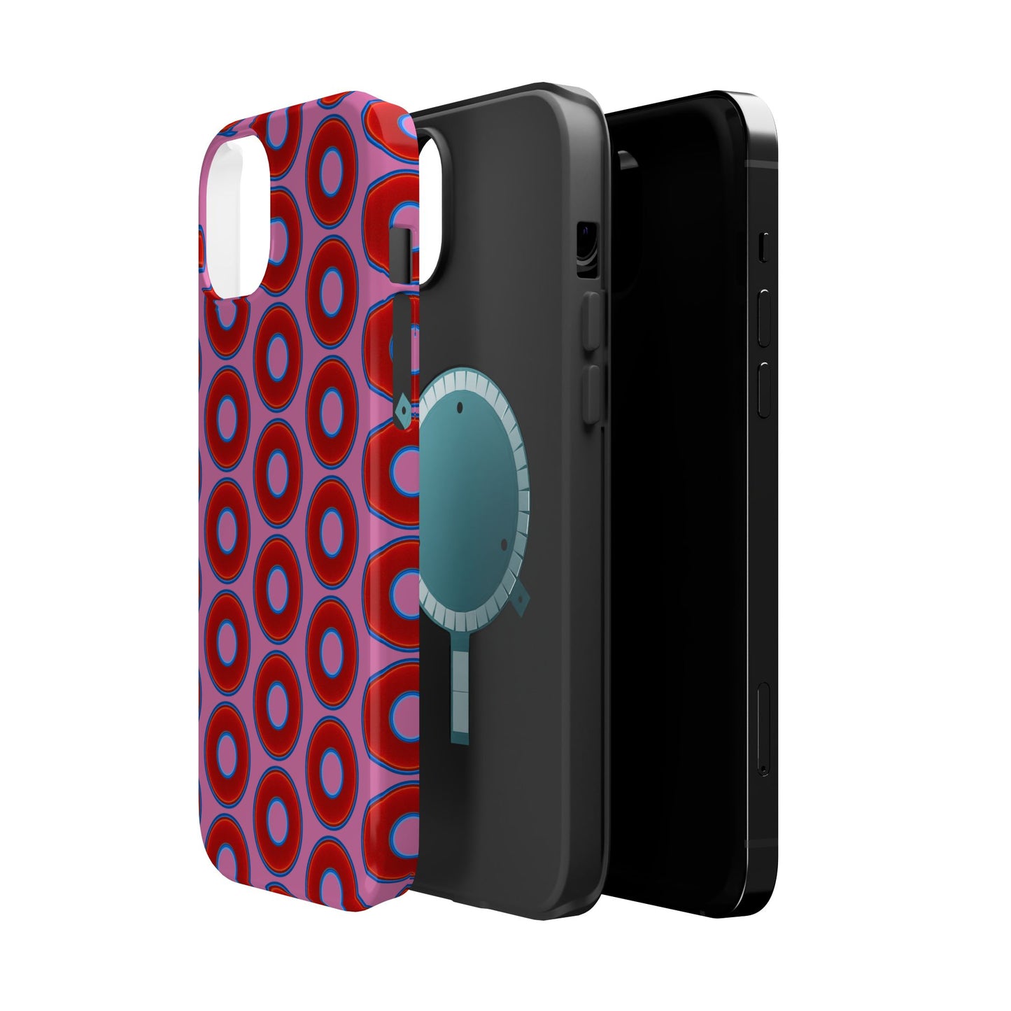 Magnetic Tough Donut Case - red vivid donut print w/pink background