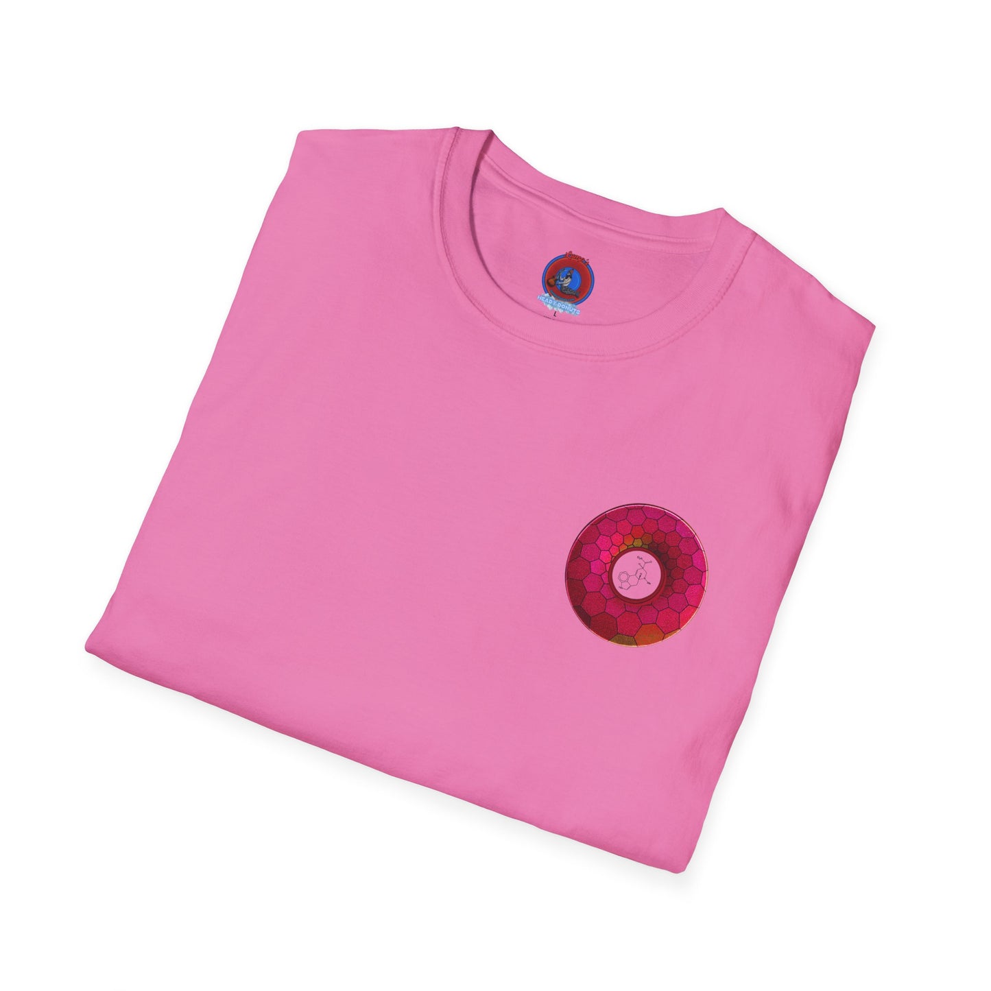 Classic Donut Tee - Unisex Soft-Style - "Dr. Albert Hofmann's Favorite Donut" - series 1.0  - variant 2 - magenta hexadonut