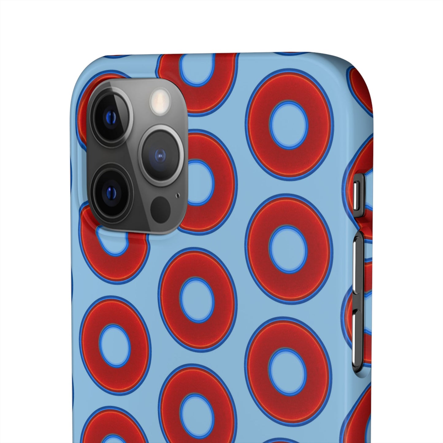 Lumpy Donut Snap Case - red vivid donut print w/sky blue background