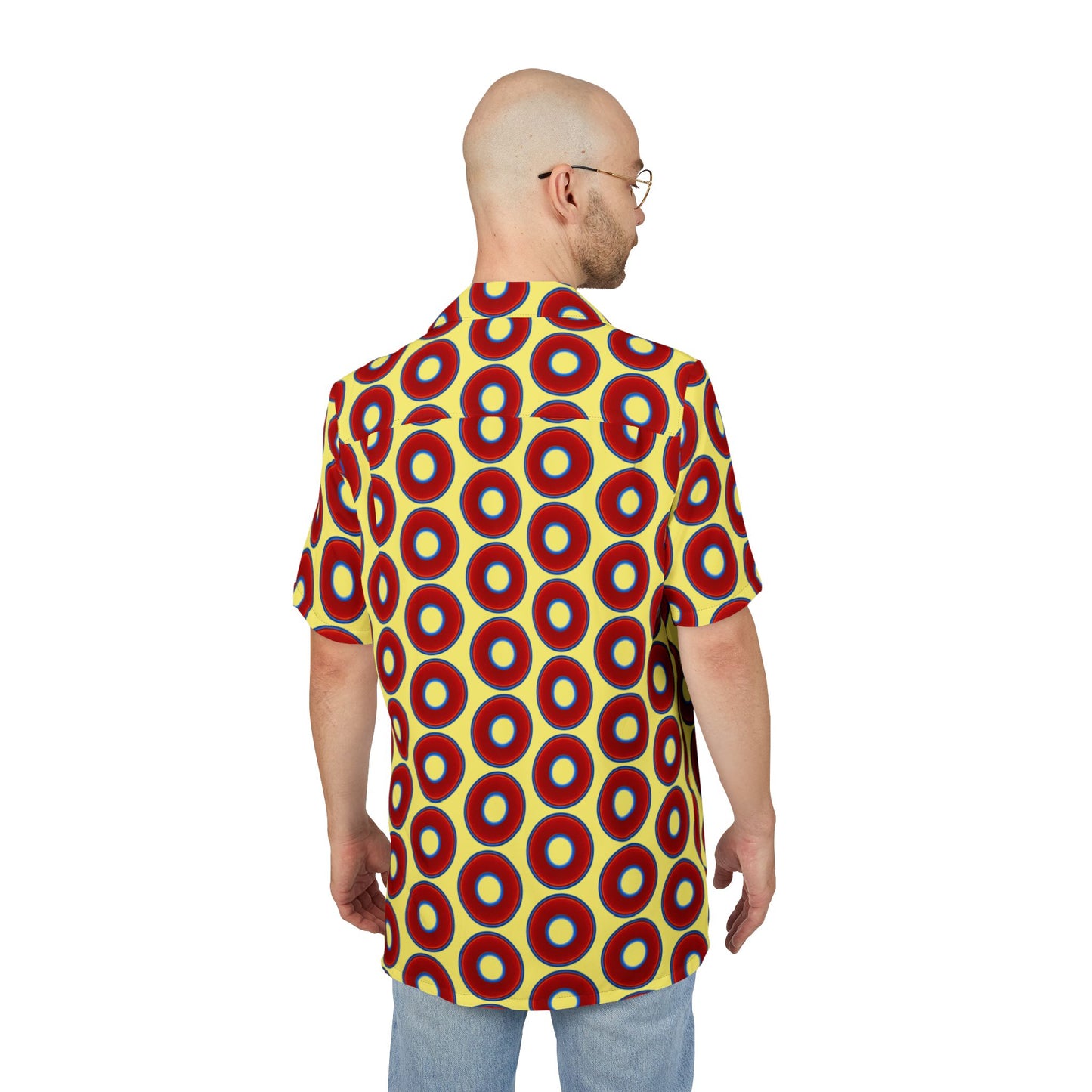 Wilson's 'Epic Hawaiian-Punch' Shirt - vivid red donut print w/yellow background [unisex]