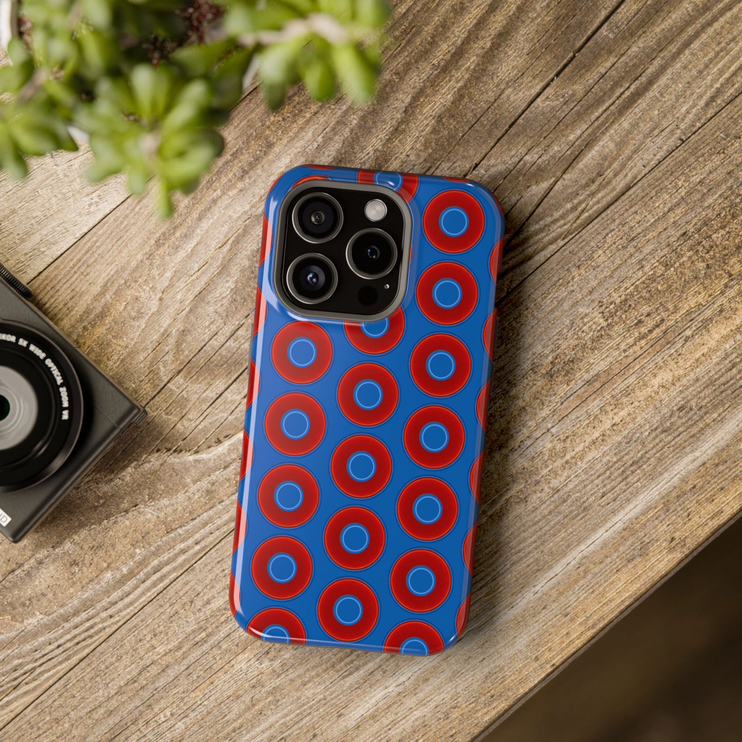 Magnetic Tough Donut Case - red vivid donut print w/dark royal blue background