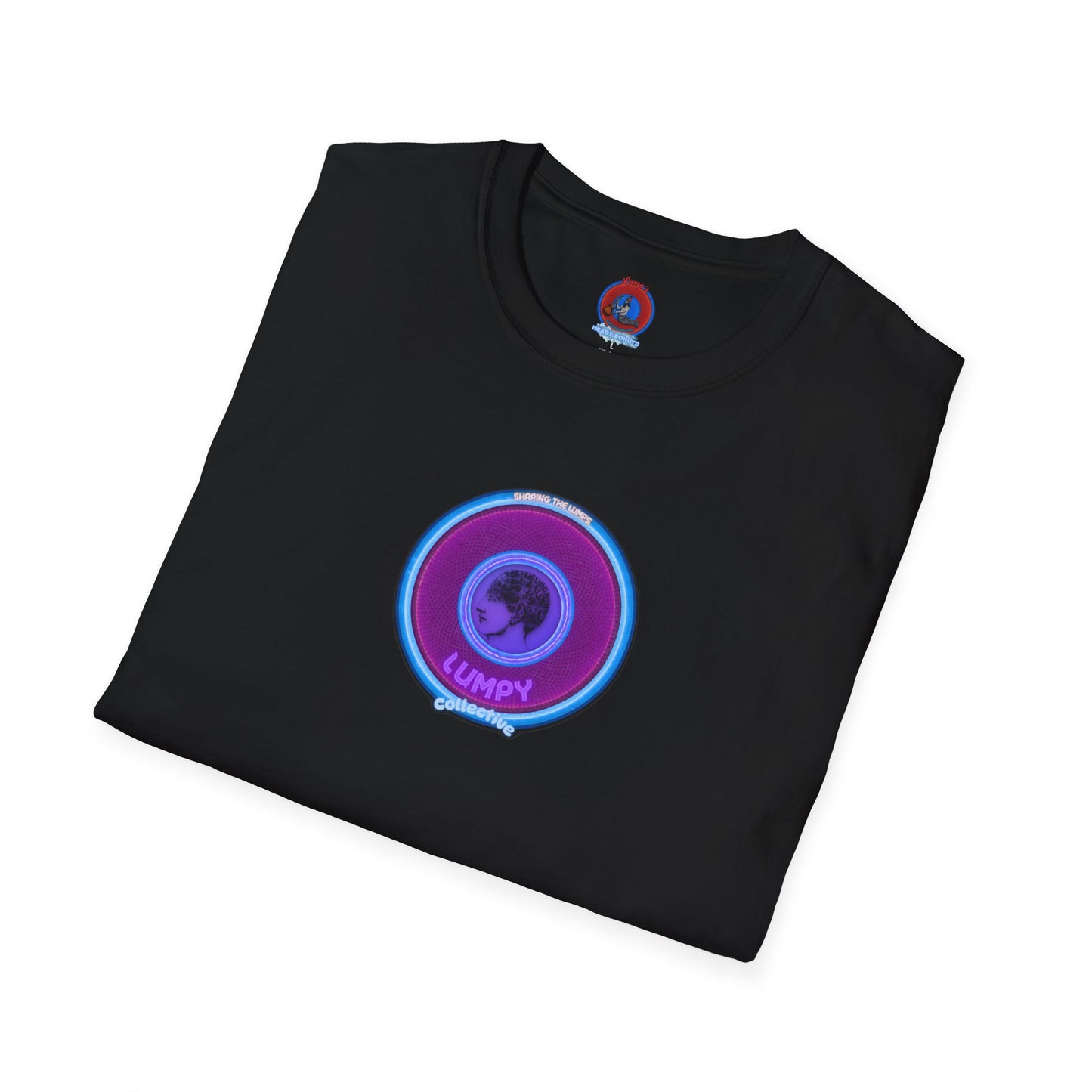 Classic Donut Tee - Unisex Soft-Style - "Lumpy Collective Donut" - rustic purple/light blue lumpy donut - variant 2