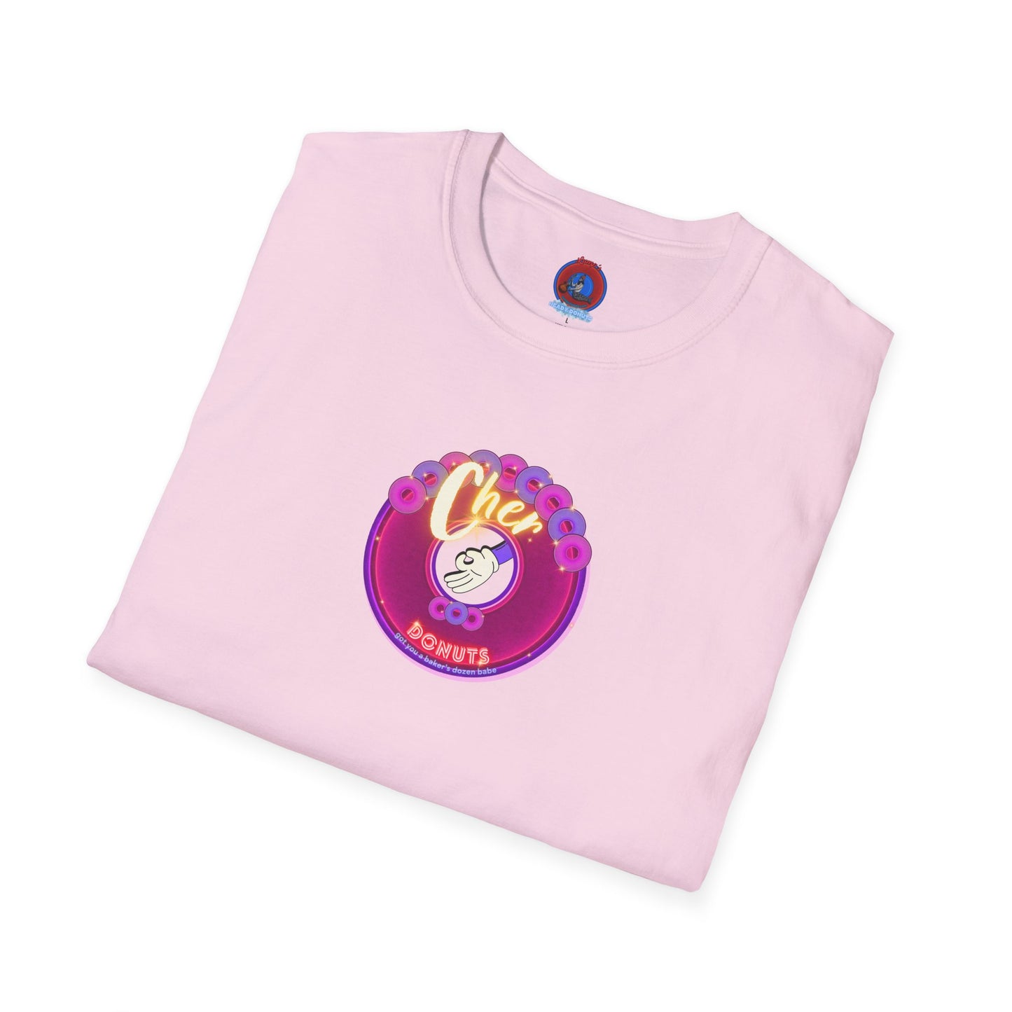 Classic Donut Tee - Unisex Soft-Style - "Chering is Caring Donut' - vivid magenta/purple donut