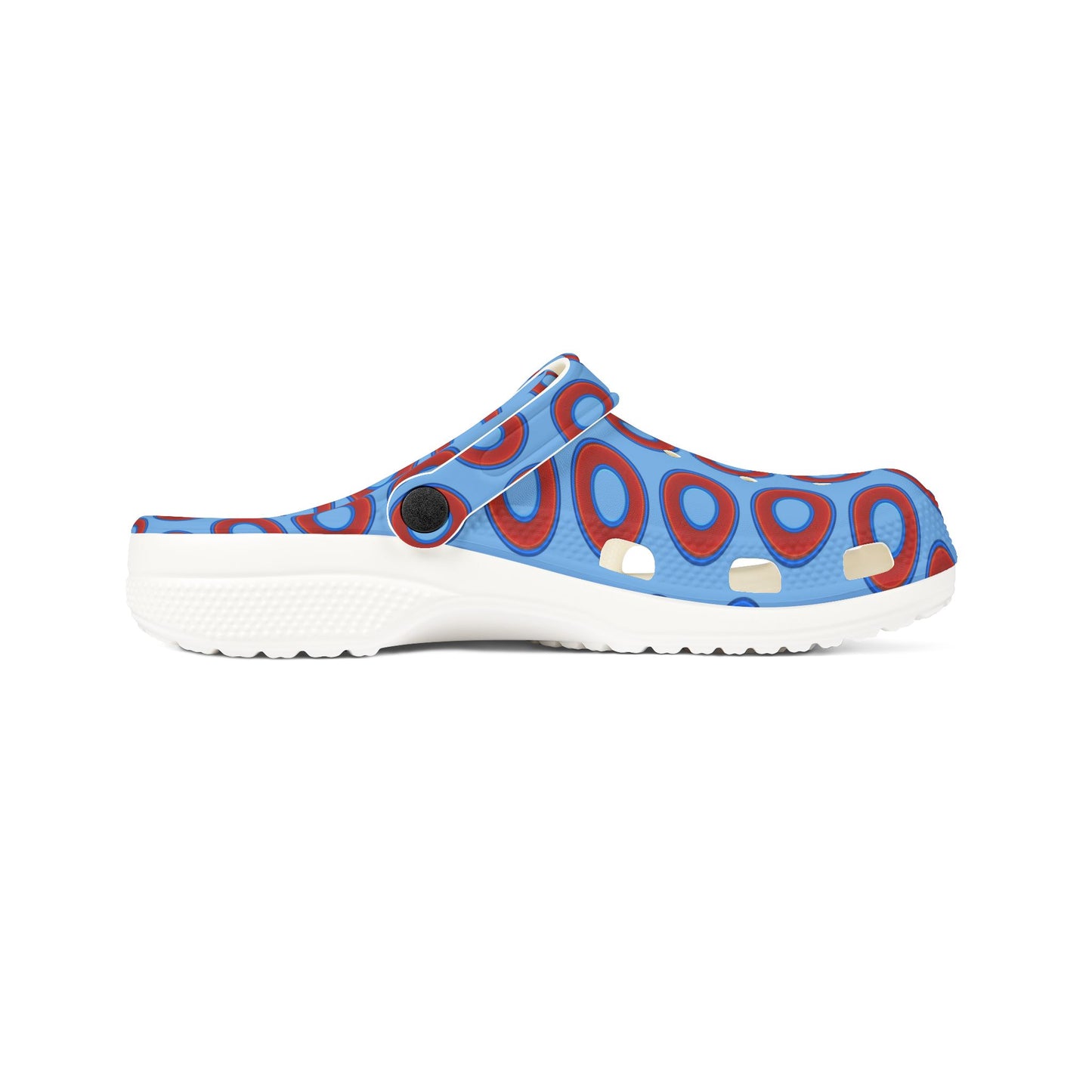 Spatchcocks - donut slip-on shoes - red rustic donuts w/light blue background [unisex]