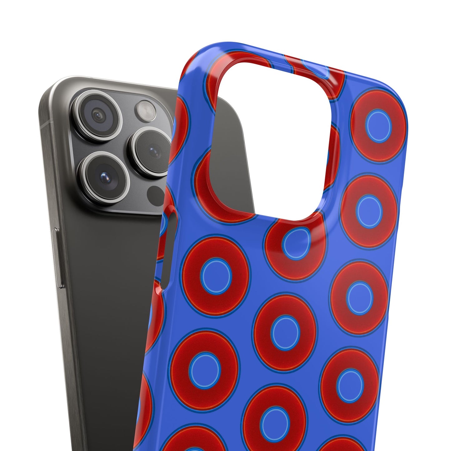 Lumpy Donut Snap Case - red vivid donut print w/royal blue background