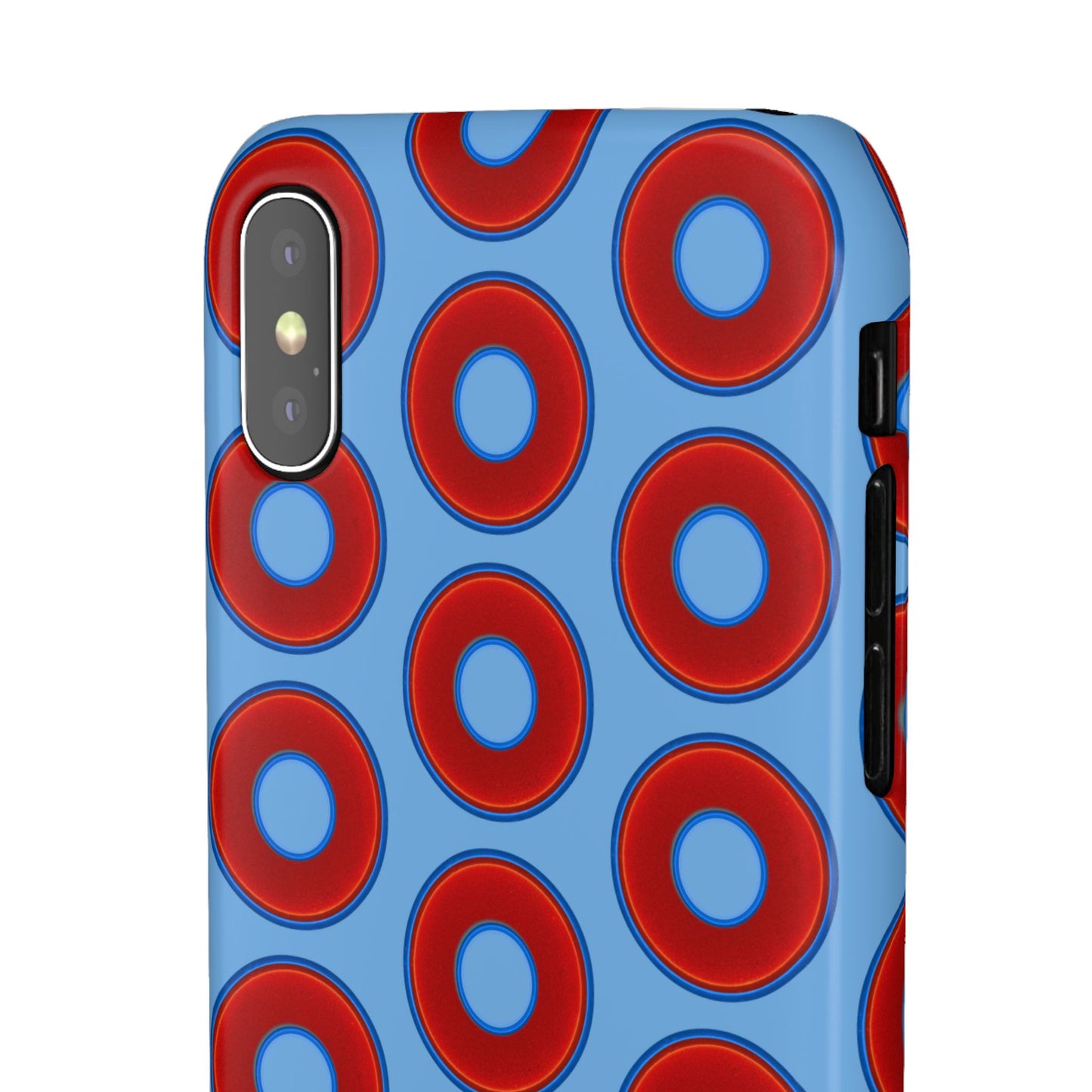 Lumpy Donut Snap Case - red vivid donut print w/light blue background