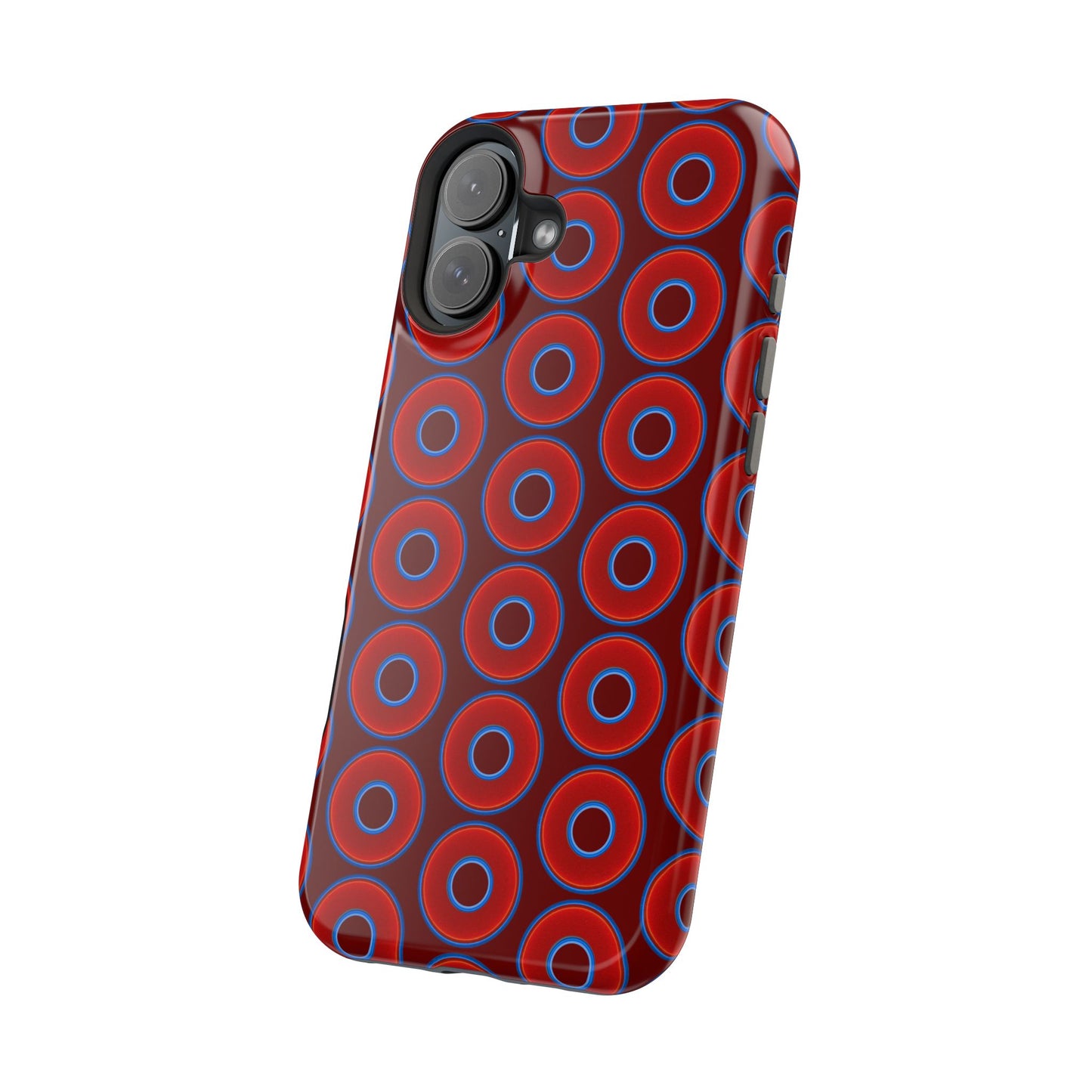 Magnetic Tough Donut Case - red vivid donut print w/dark red background