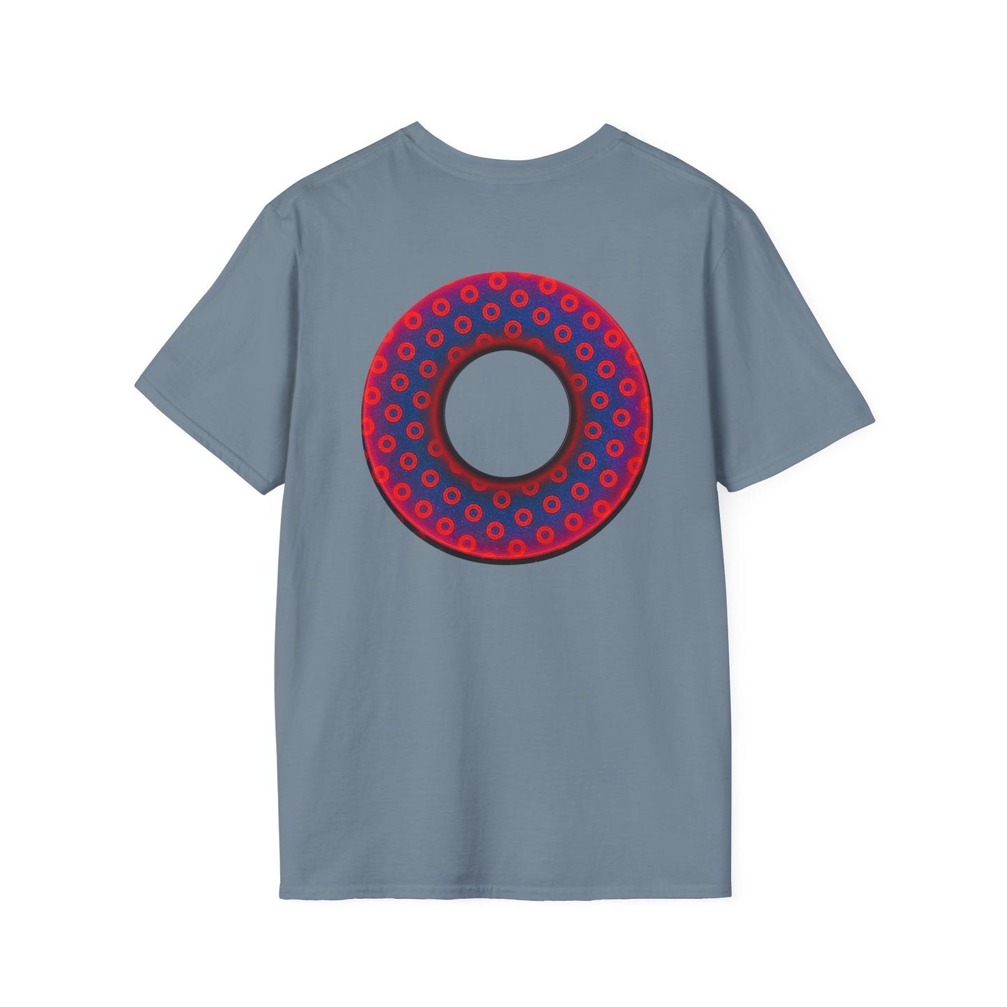 Classic Donut Tee - Unisex Soft-Style - "Vivid Donut inside a Paradox Donut" - blue/red electric paradox donut - variant 2 w/hole