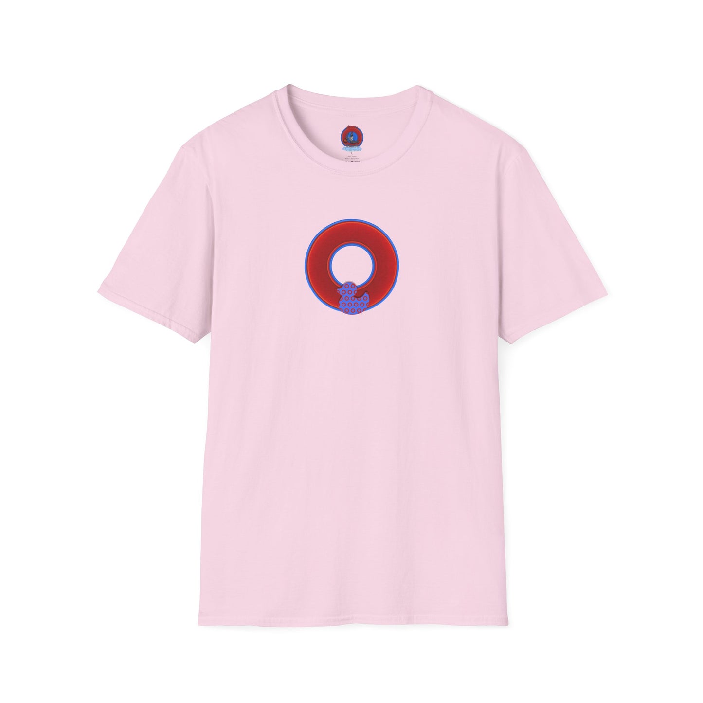 Classic Donut Tee - Unisex Soft-Style - "Rubber Ducky Bath Time Donut" - vivid red/blue donut - variant 1