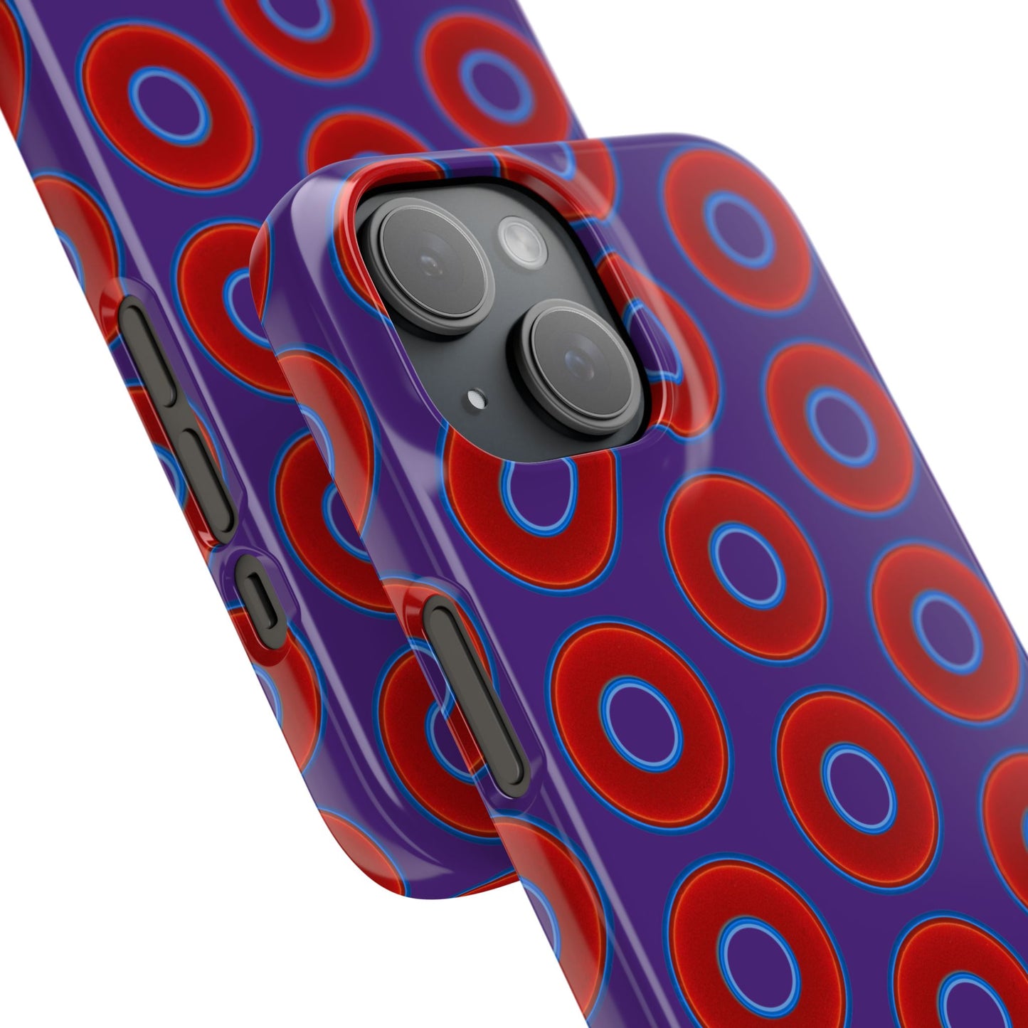 Lumpy Donut Snap Case - red vivid donut print w/dark purple background