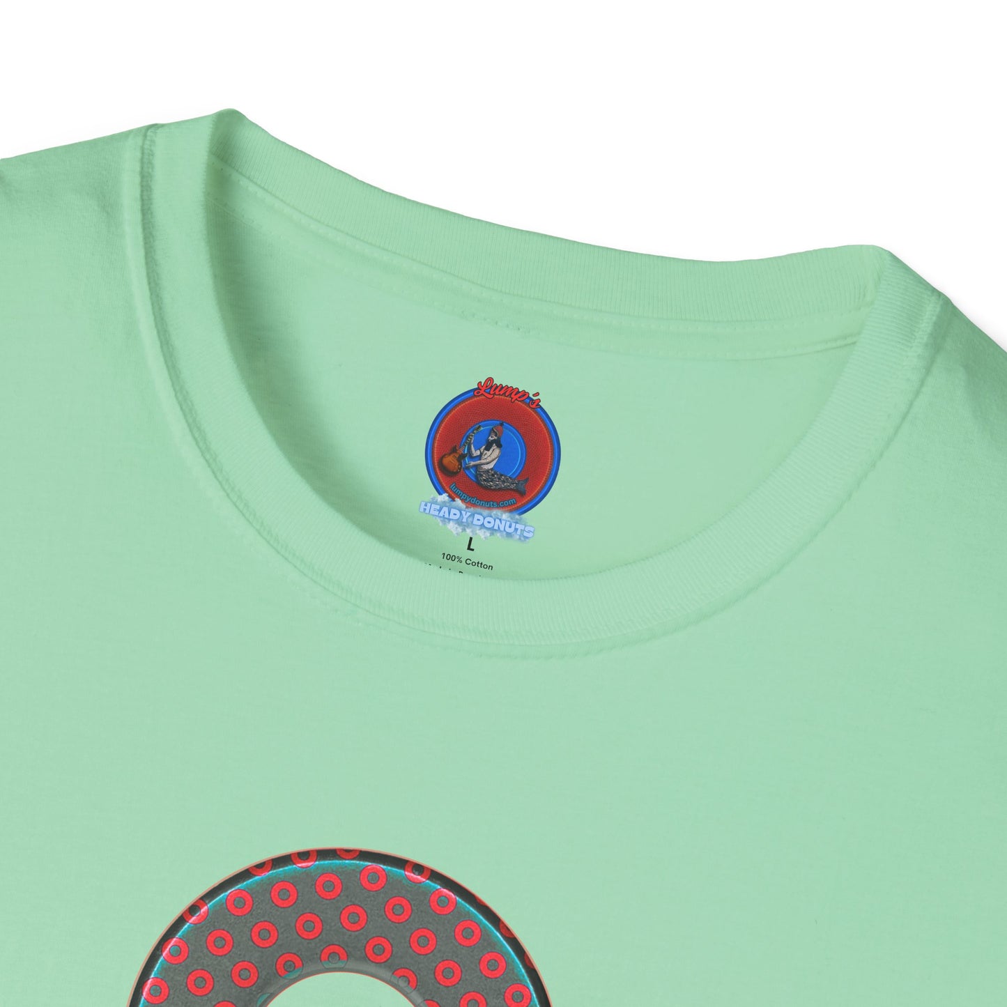 Plain Donuts/Unisex Soft-Style - "Plain Electric Paradoxical Donuts" - dark teal/red donuts