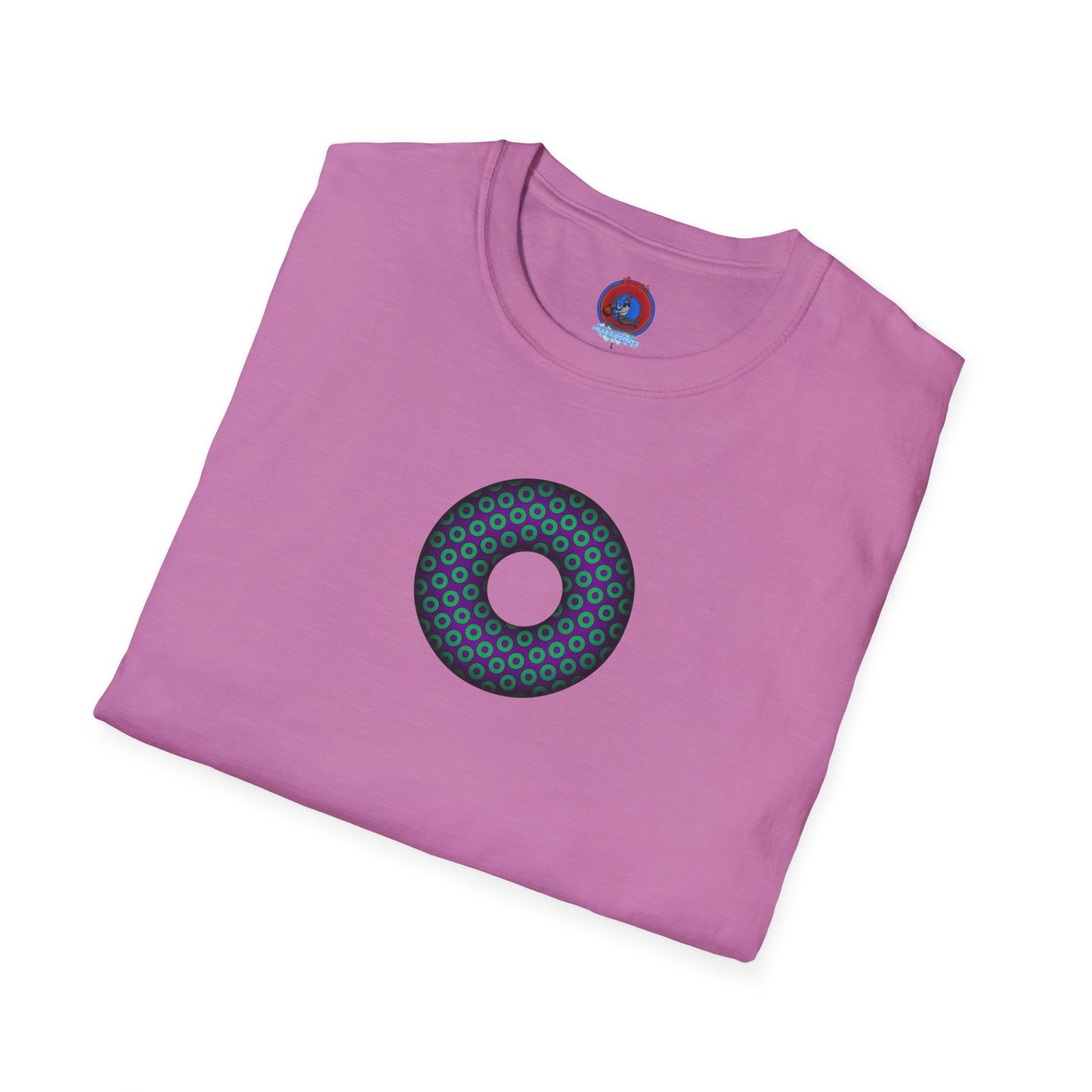 Plain Donuts/Unisex Soft-Style - "Plain Paradoxical Grided Donuts" - green/purple donuts