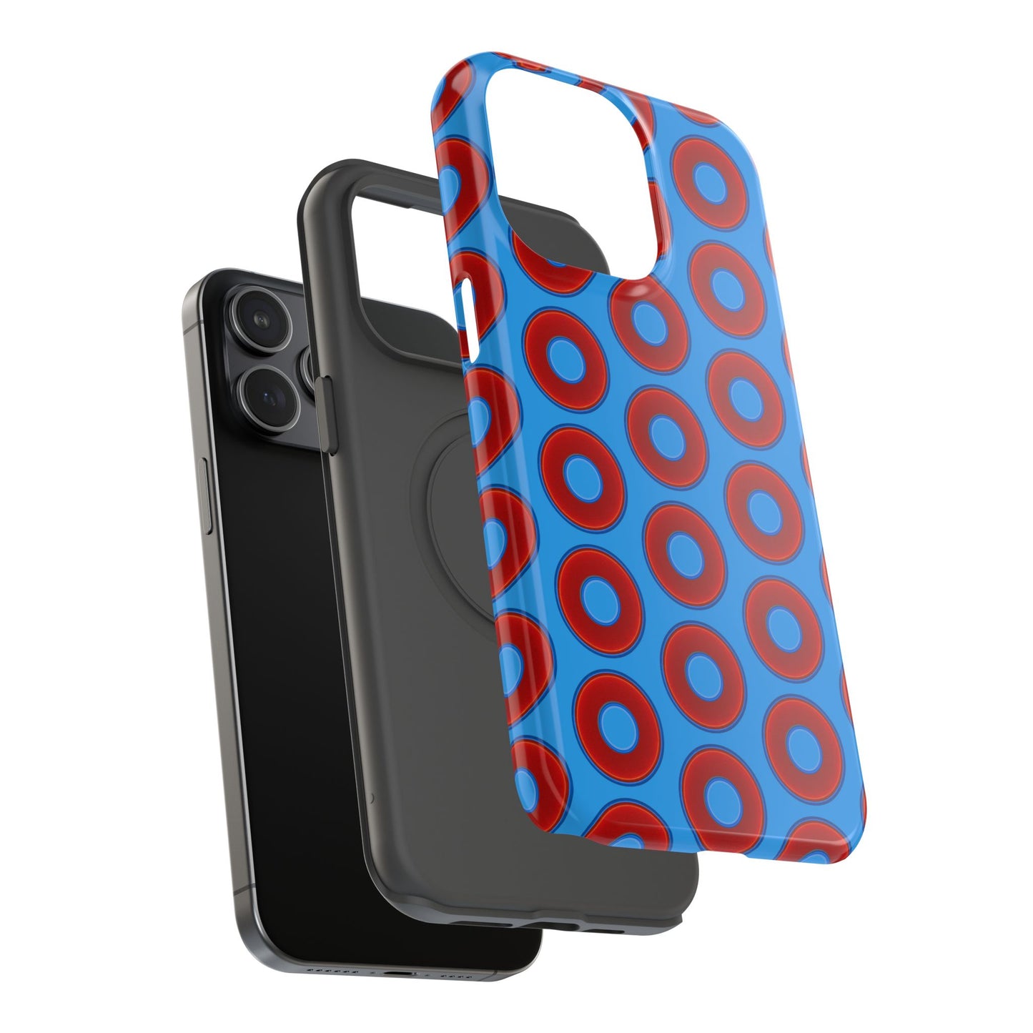 Impact-Resistant Lumpy Donut Case - red vivid donut print w/sky royal blue background