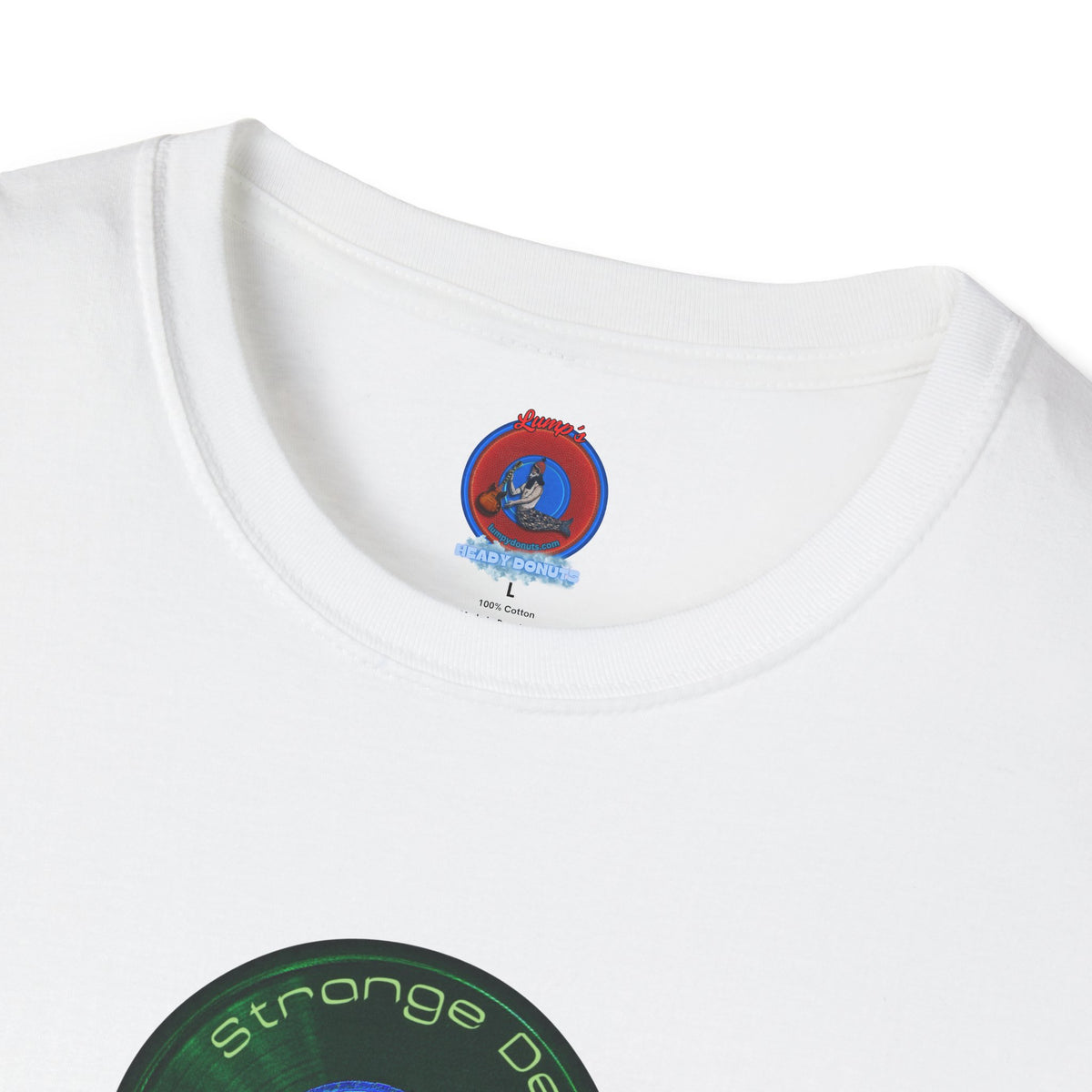 Classic Donut Tee - Unisex Soft-Style - "The Strangely Designed Donut Tee" - series 1.0 - green donut