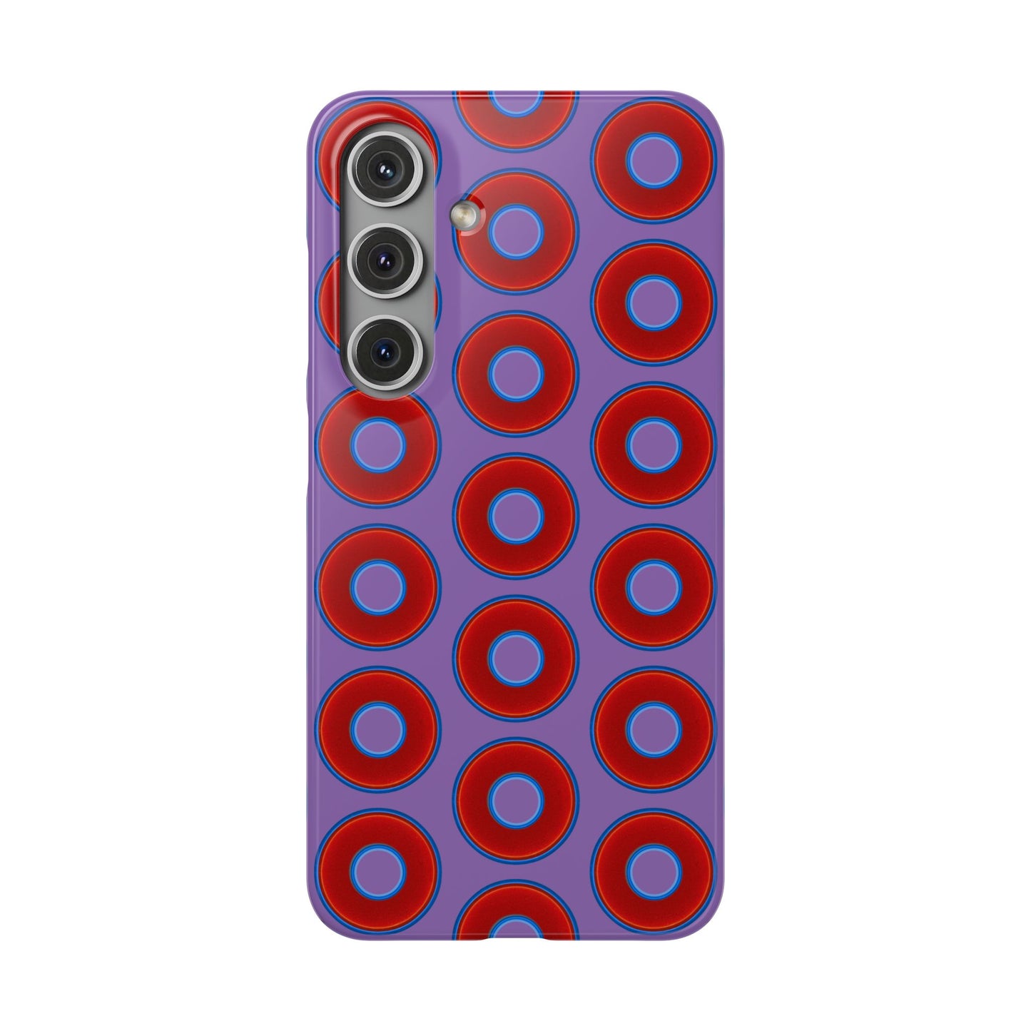 Lumpy Donut Snap Case - red vivid donut print w/light purple background