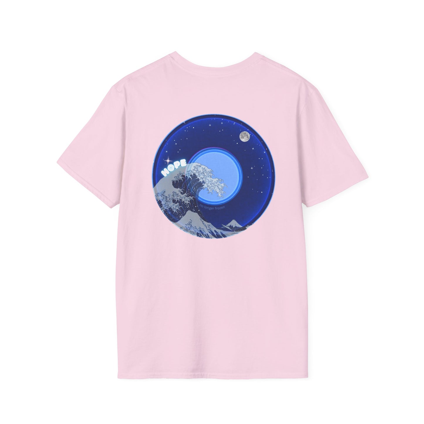 Classic Donut Tee - Unisex Soft-Style - "The Hopeful Waving Donut" - variant 2 - vivid blue donut