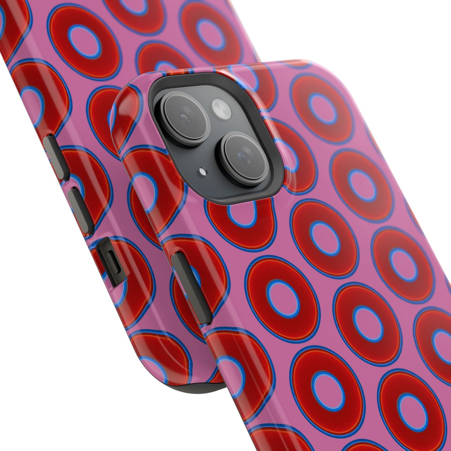 Magnetic Tough Donut Case - red vivid donut print w/pink background