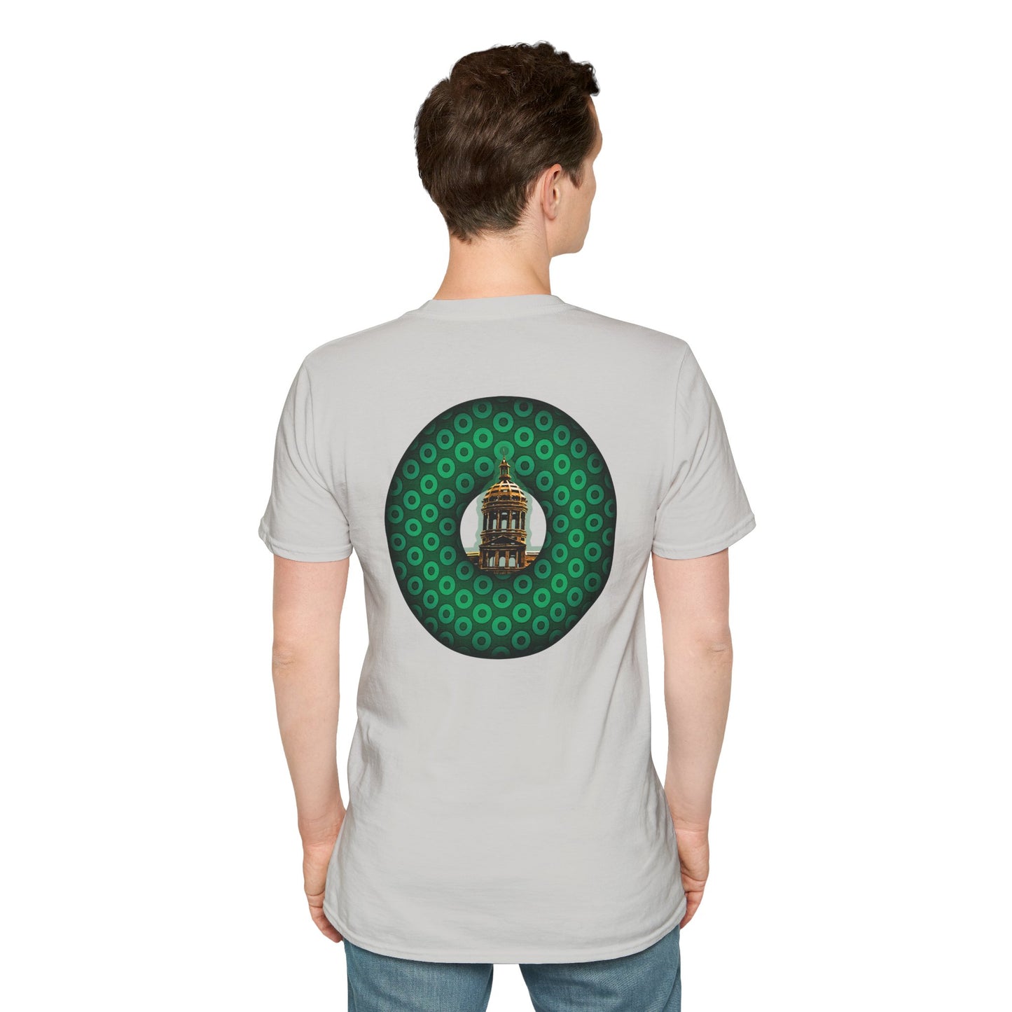 Classic Donut Tee - "Save Mondegreen City Hall Clock Tower" - paradox donut - series 1.0 - variant 2 - green donut