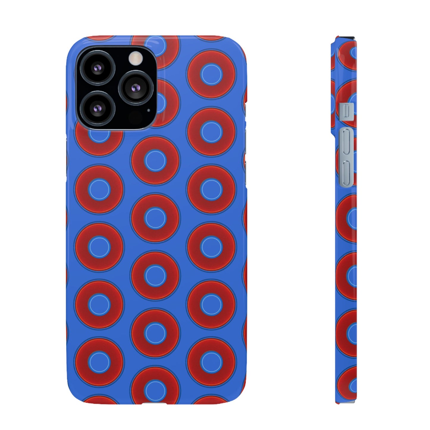 Lumpy Donut Snap Case - red vivid donut print w/medium royal blue background