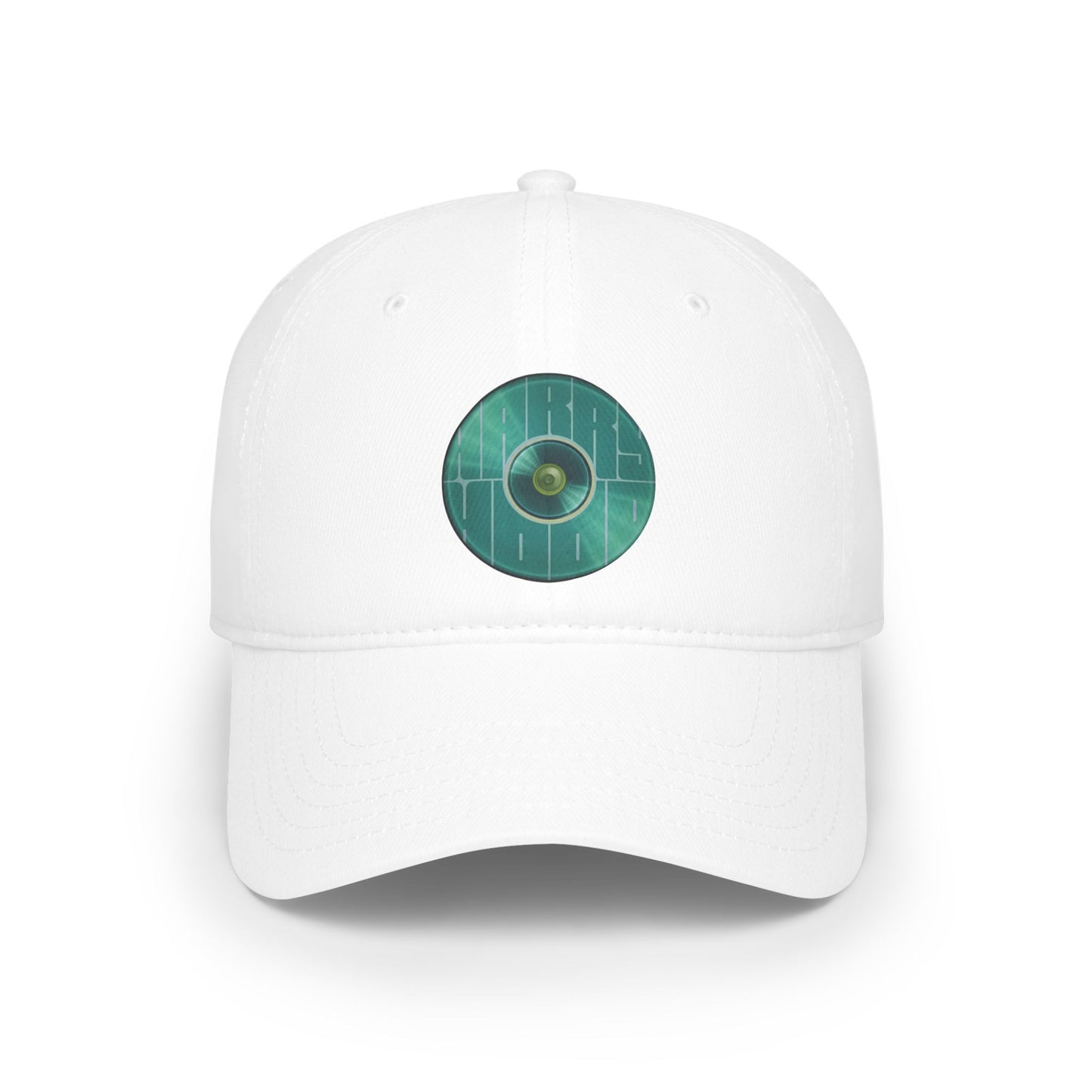 Lumpy Donut Baseball Cap - "Harry Hoodlum Donut Cap" - variant 2 - vivid green blue donut w/words