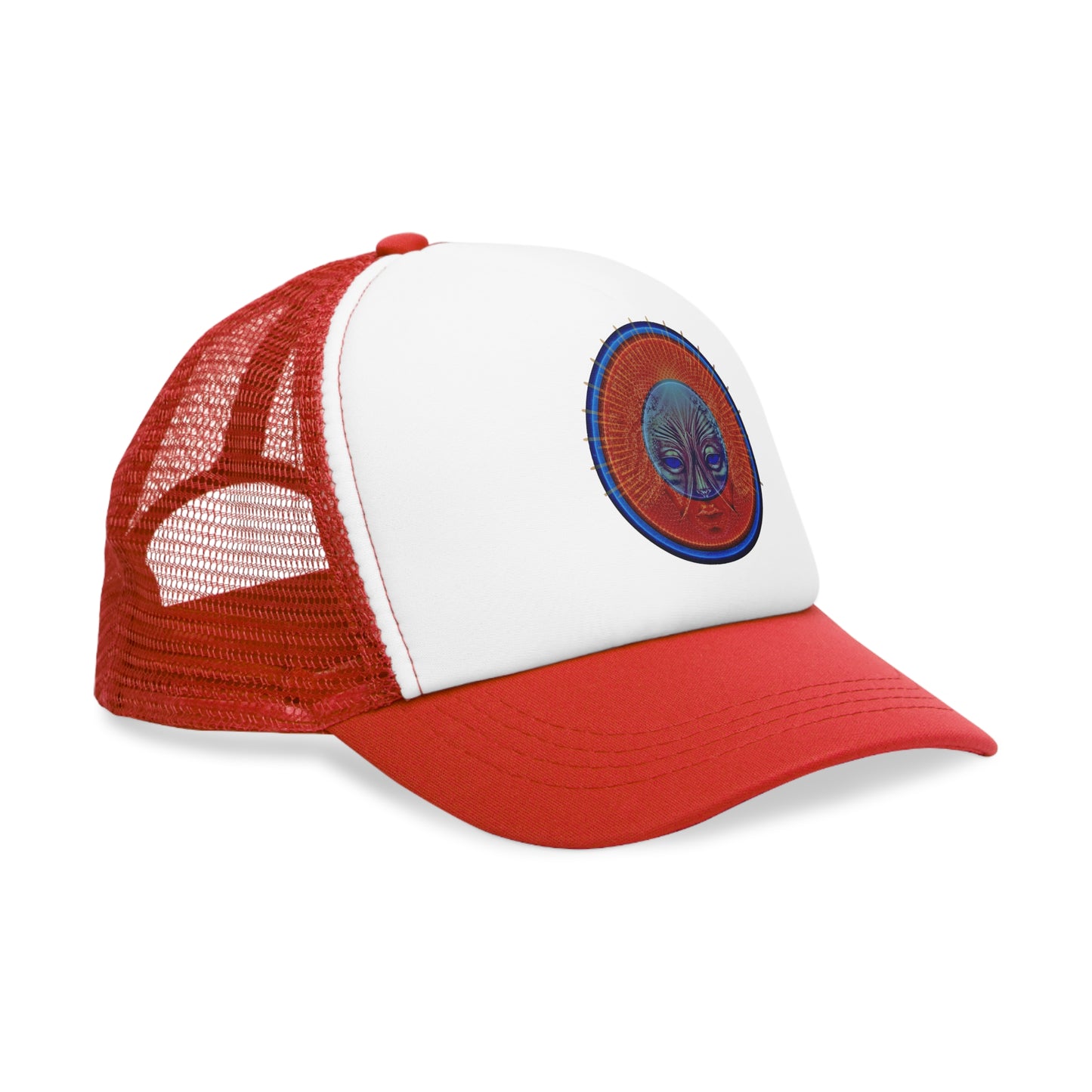 Lumpy Trucker Hat - "Conjurers of Awesome" - variant 2 - red donut