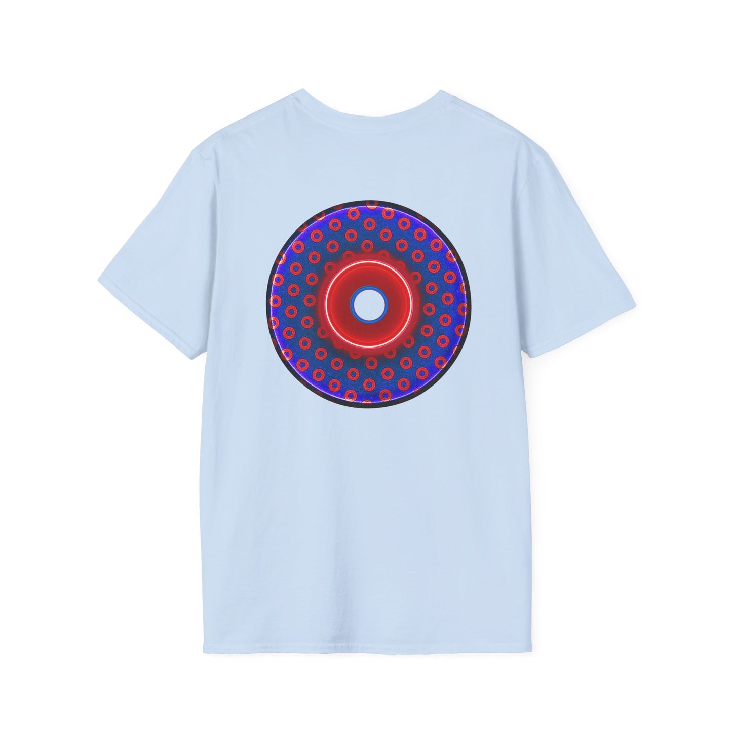 Classic Donut Tee - Unisex Soft-Style - "Vivid Donut inside a Paradox Donut" - blue/red electric paradox donut - variant 1