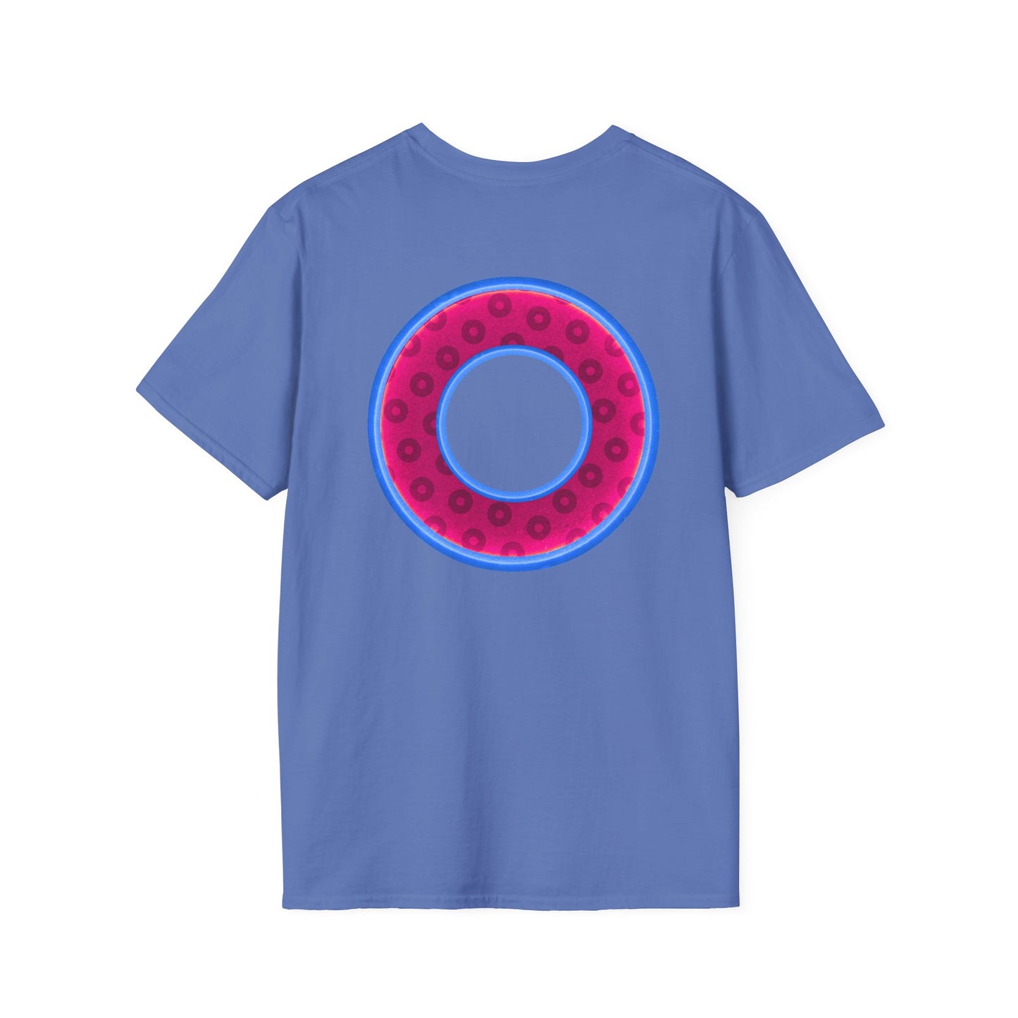 Plain Donuts/Unisex Soft-Style - "Plain Wide Mouthed Paradoxical Donuts" - bright magenta/light blue royal blue donuts