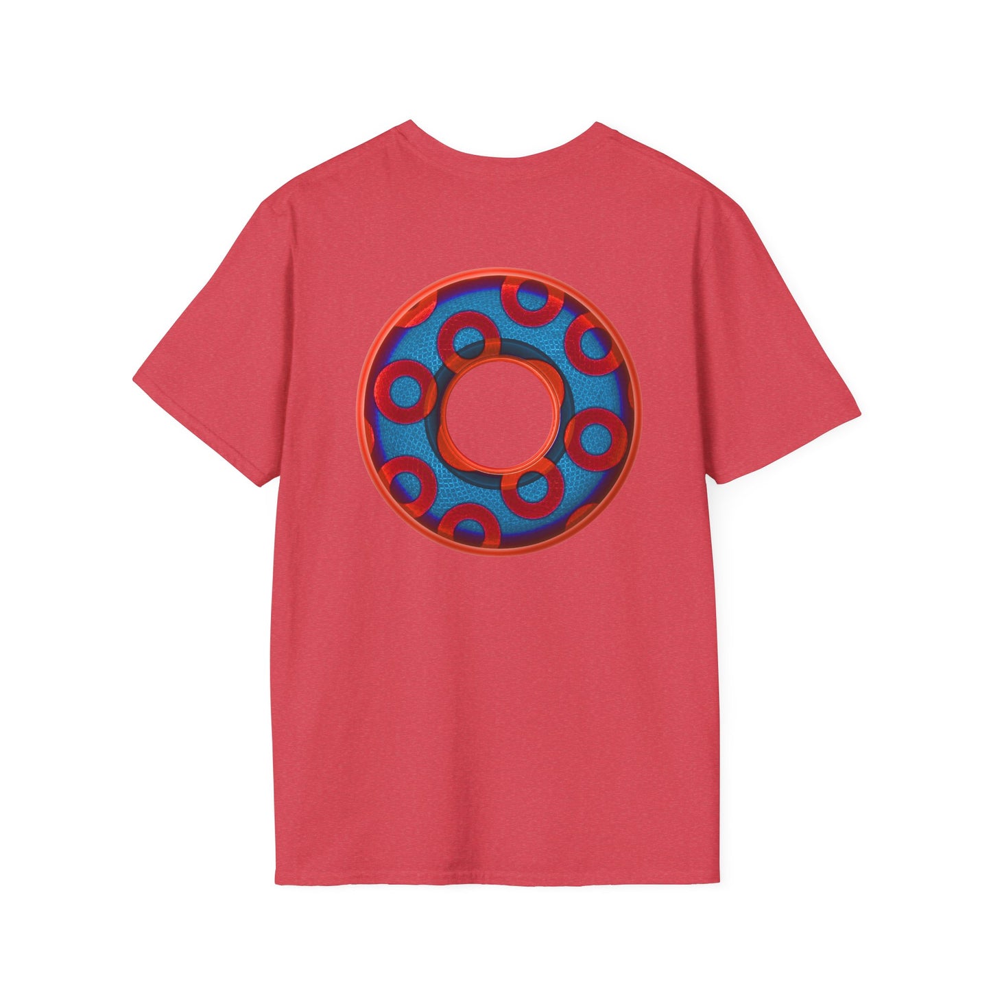 Plain Donuts/Unisex Soft-Style - "Plain Rustic Paradoxical Donuts" - red/light royal blue donuts