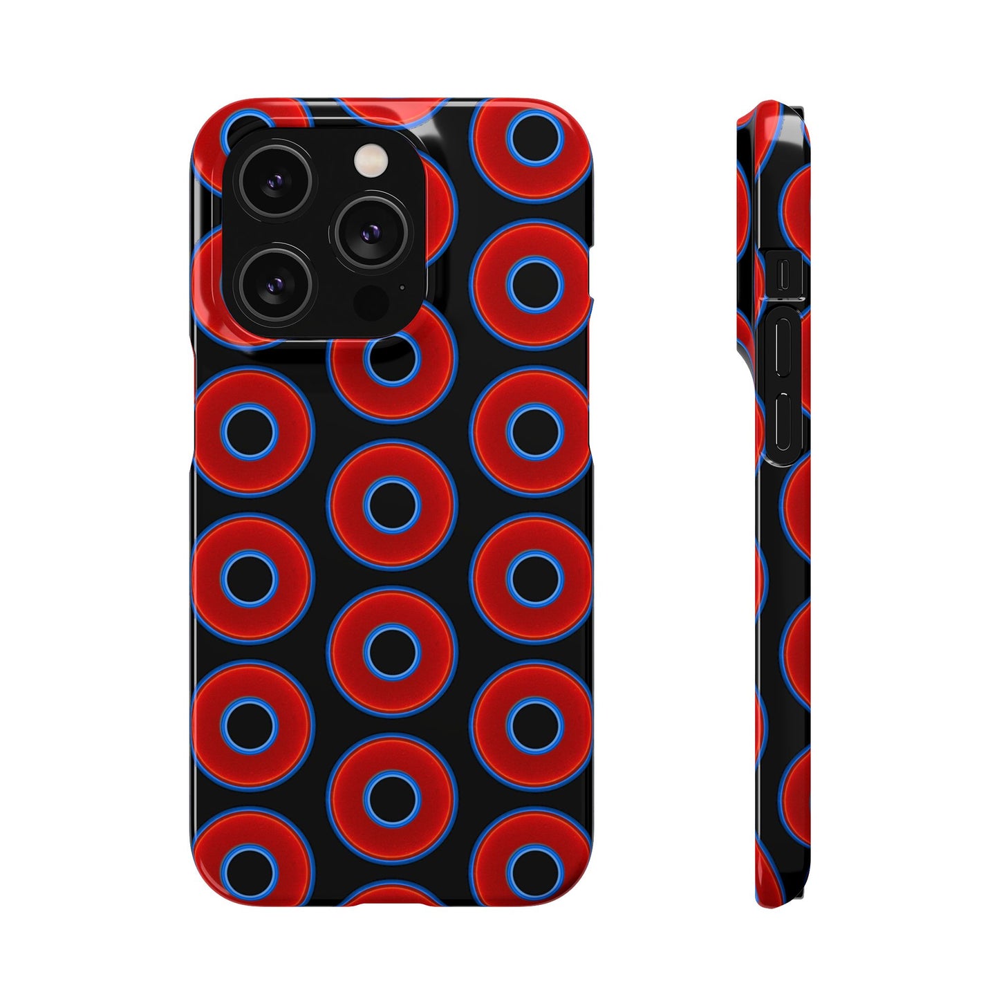 Lumpy Donut Snap Case - red vivid donut print w/black background