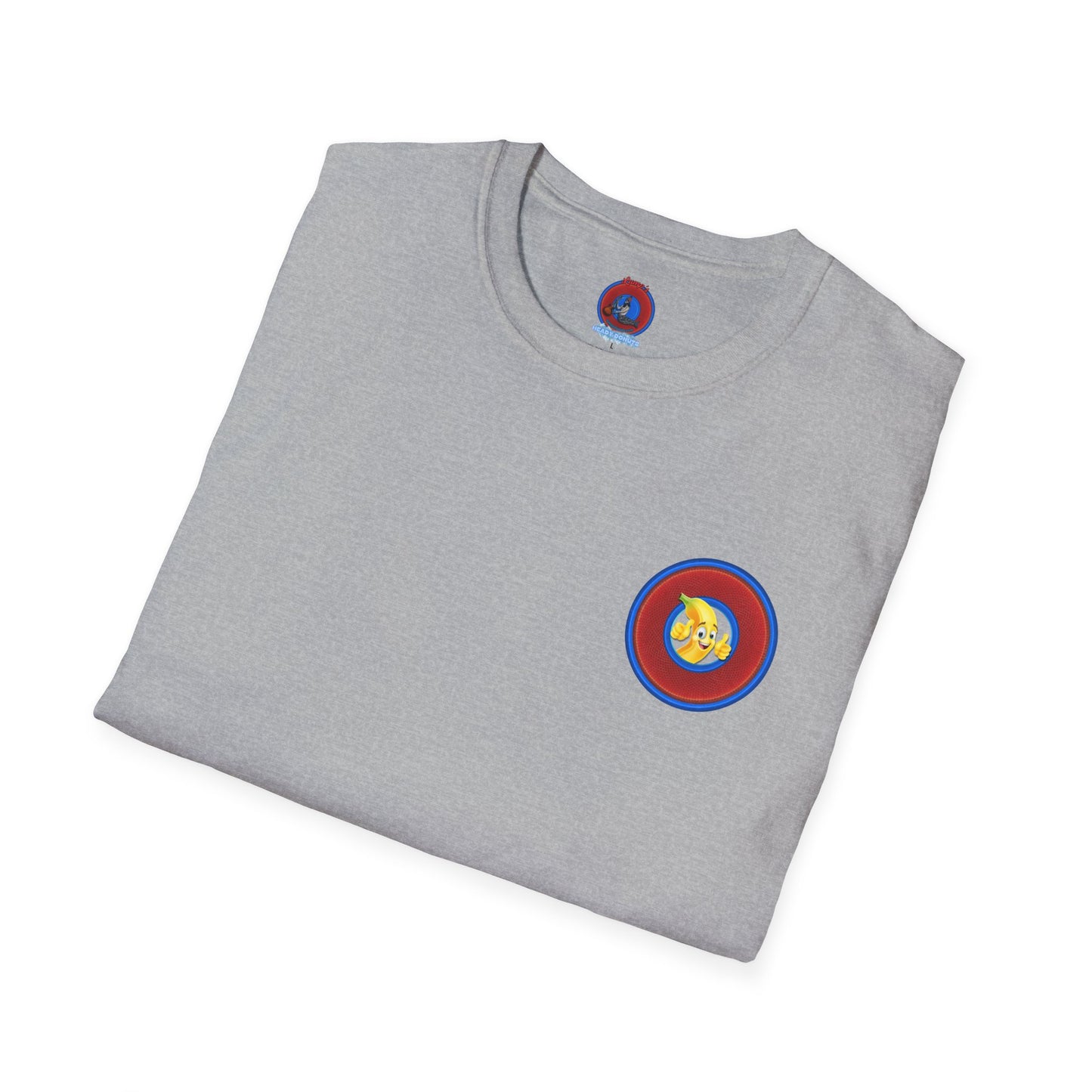 Classic Donut Tee - Unisex Soft-Style - "Dis sheet, it's bananas!" - series 1.0 - variant 6 - traditional red/blue donut