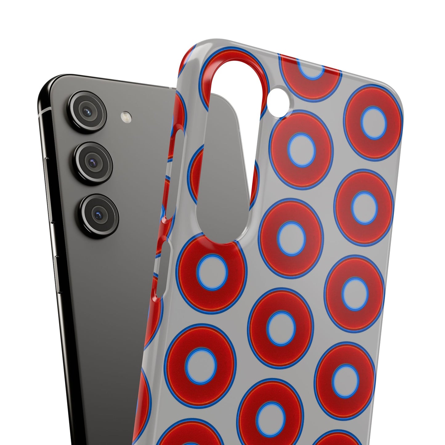 Lumpy Donut Snap Case - red vivid donut print w/light gray background