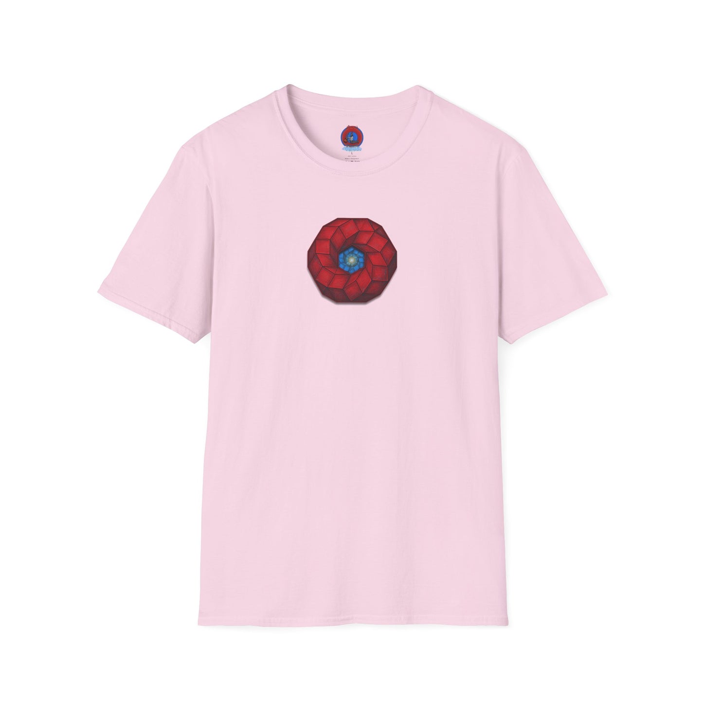 Classic Donut Tee - Unisex Soft-Style - "The 9th Donut" - rustic red/blue cubed donut - variant 1