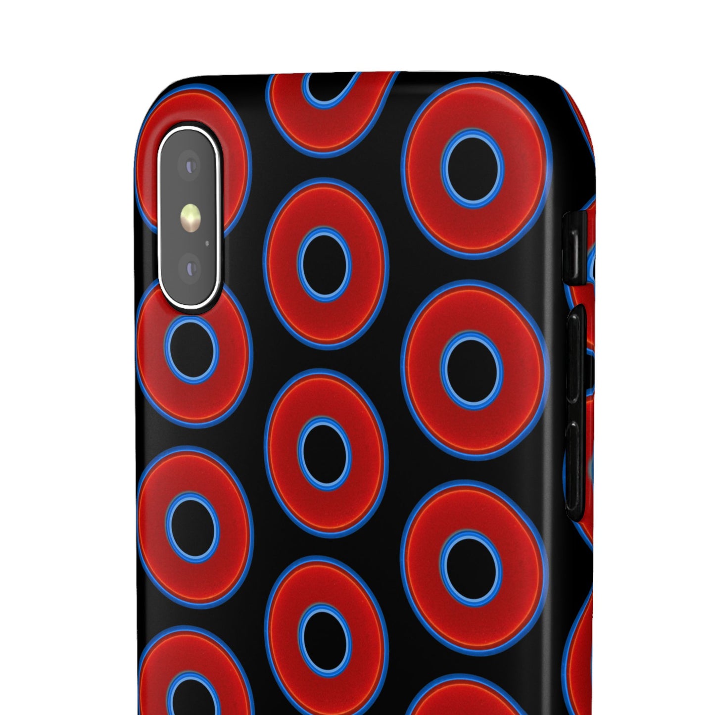 Lumpy Donut Snap Case - red vivid donut print w/black background