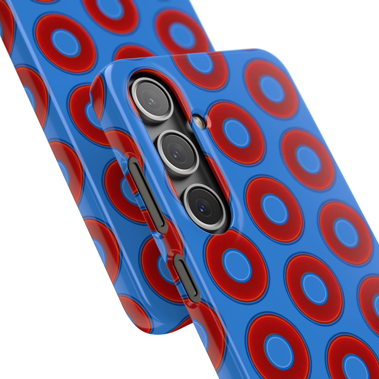 Lumpy Donut Snap Case - red vivid donut print w/light royal blue background