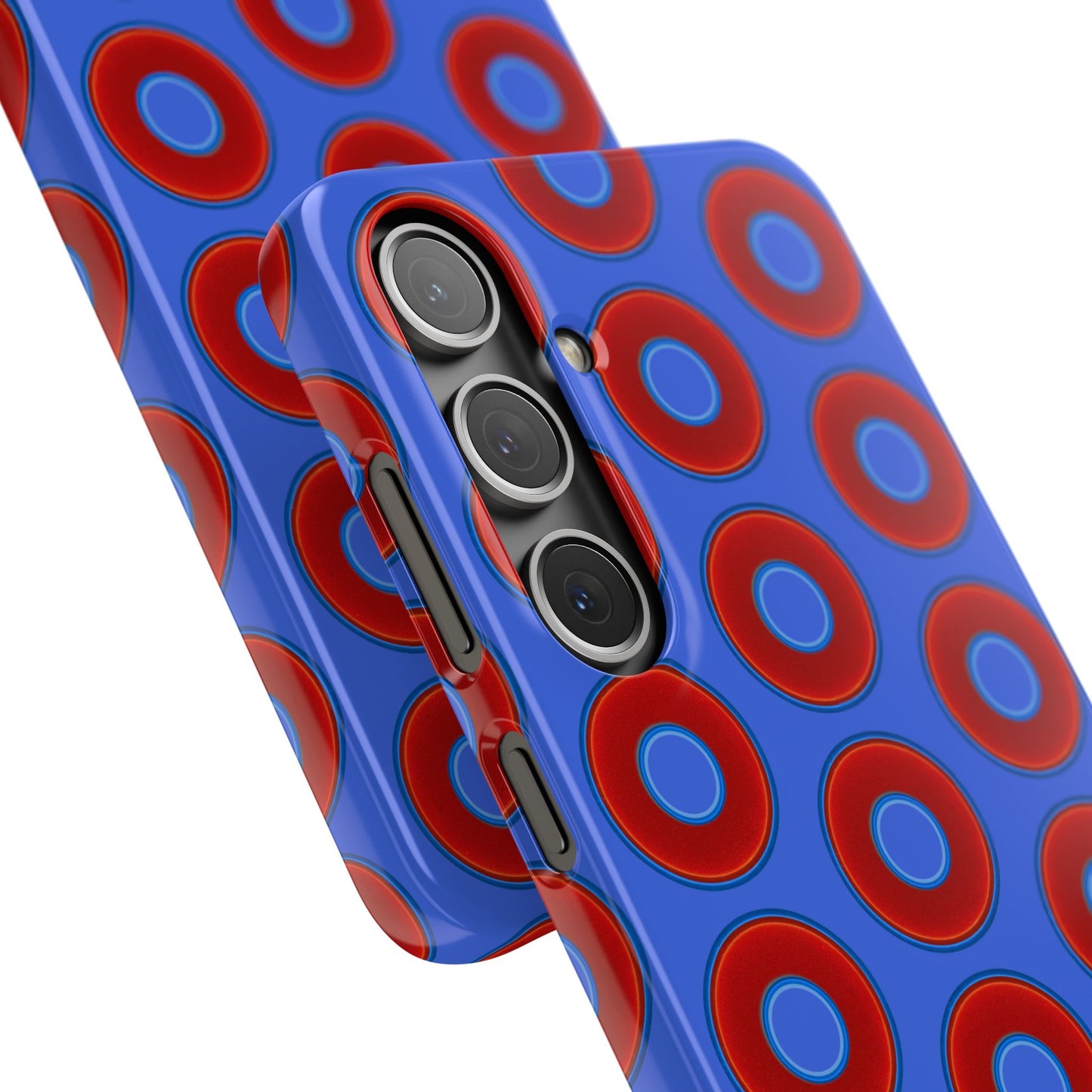 Lumpy Donut Snap Case - red vivid donut print w/royal blue background