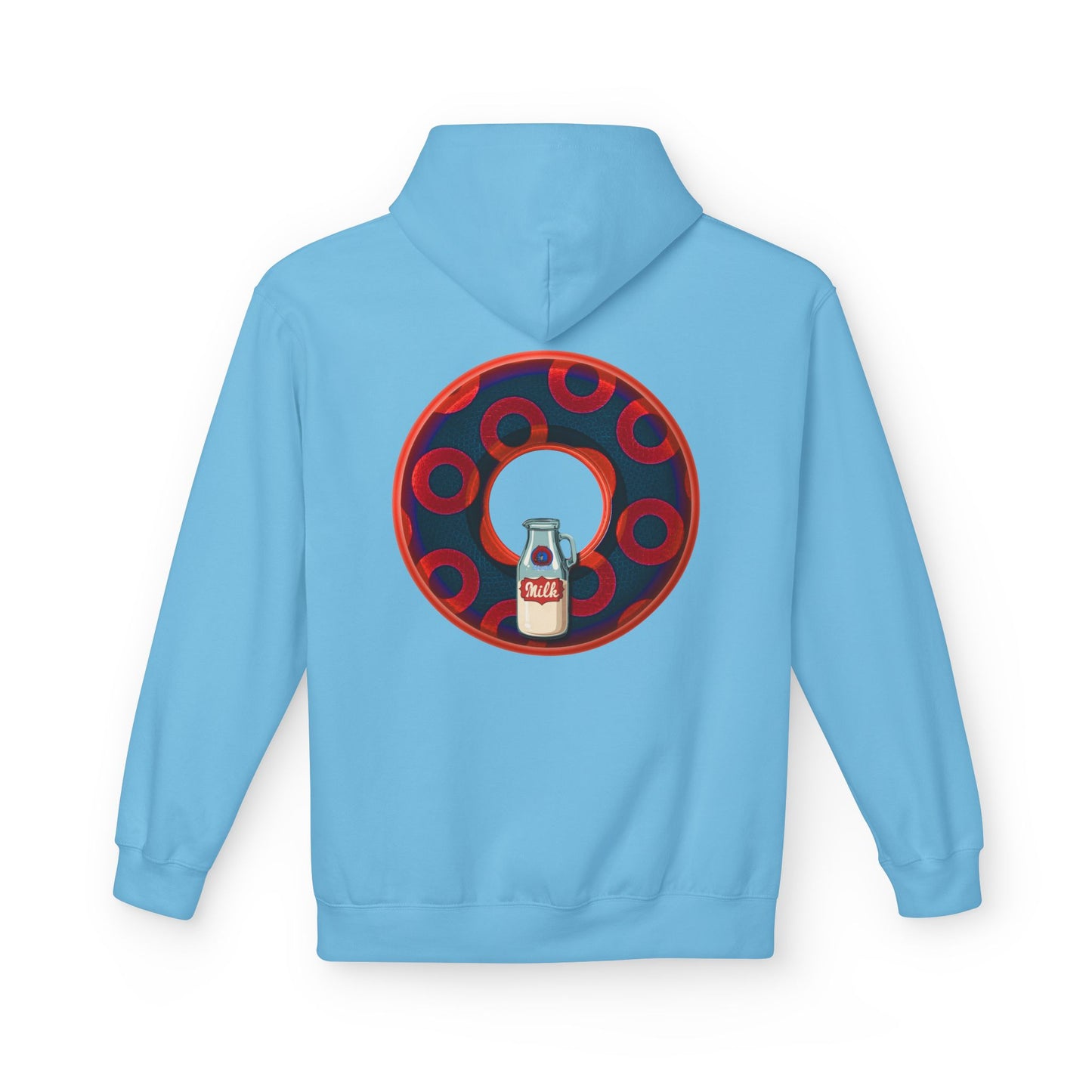 Fleece Harry Hoodies [Midweight Soft-style] - "Wooked Cream Dairy - YEMSG Donut" - navy blue/red rustic paradox donut - variant 3