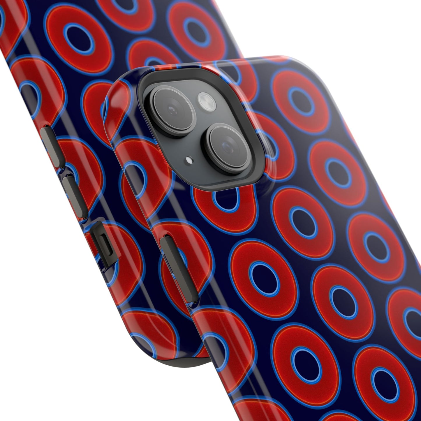Magnetic Tough Donut Case - red vivid donut print w/midnight blue background