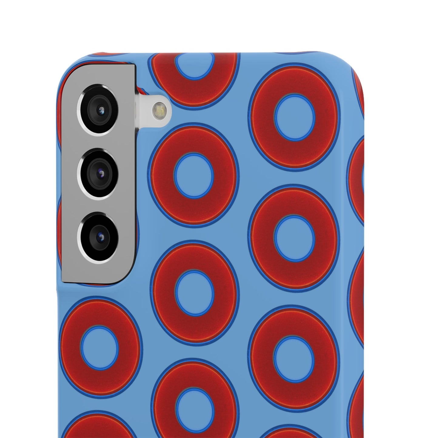 Lumpy Donut Snap Case - red vivid donut print w/light blue background