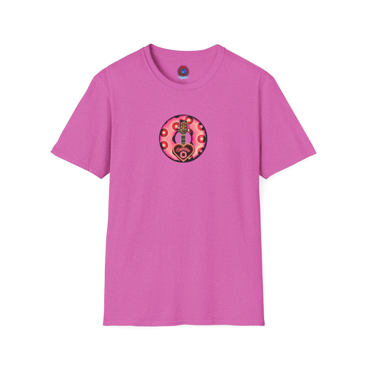 Classic Donut Tee - Unisex Soft-Style - "Would You Be My Donut?" - paradoxical faded magenta/red donut - variant 1