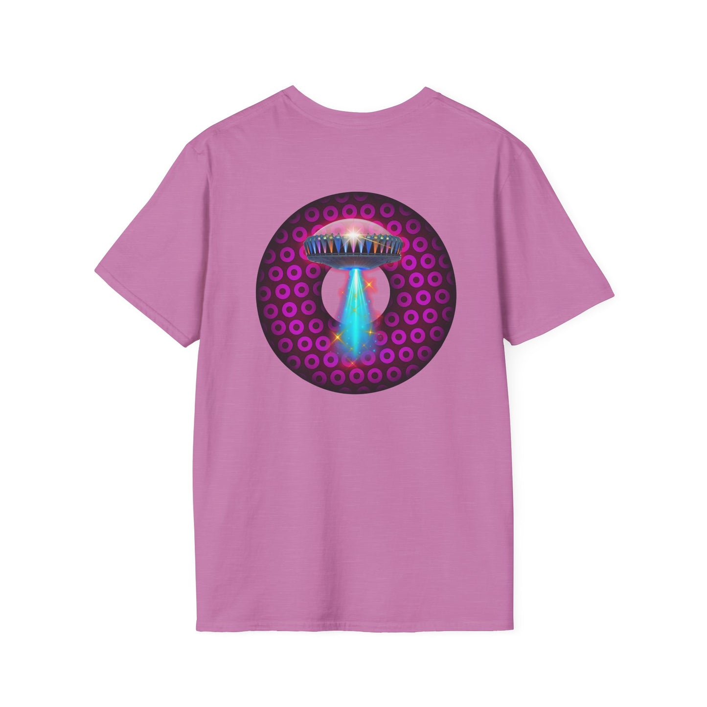 Coffee Traders Tee - Unisex Soft-Style - "Blastoff " - paradoxical donuts - variant 2 - logo front/mothership back
