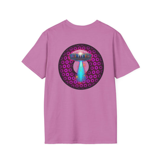 Coffee Traders Tee - Unisex Soft-Style - "Blastoff " - paradoxical donuts - variant 2 - logo front/mothership back