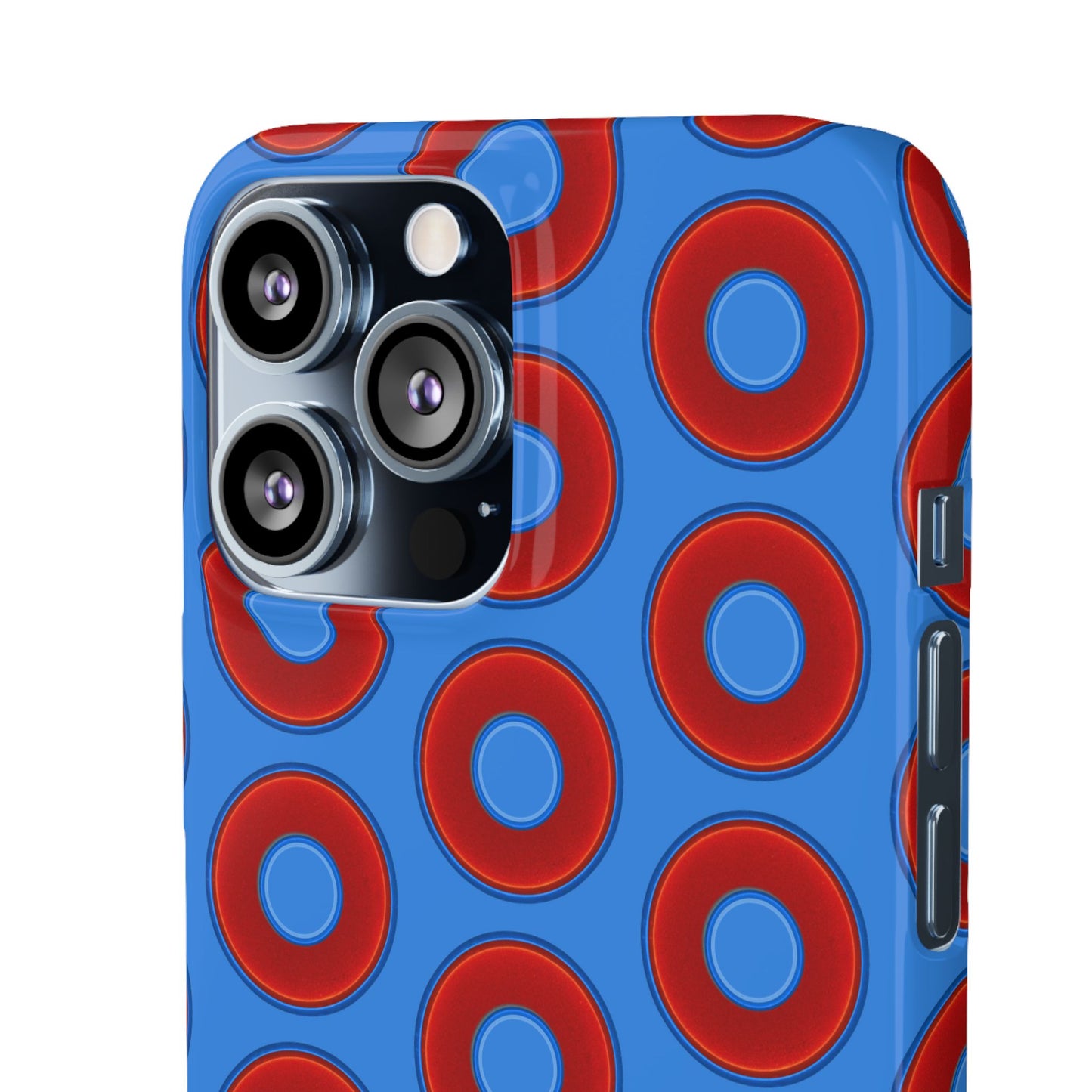 Lumpy Donut Snap Case - red vivid donut print w/light royal blue background