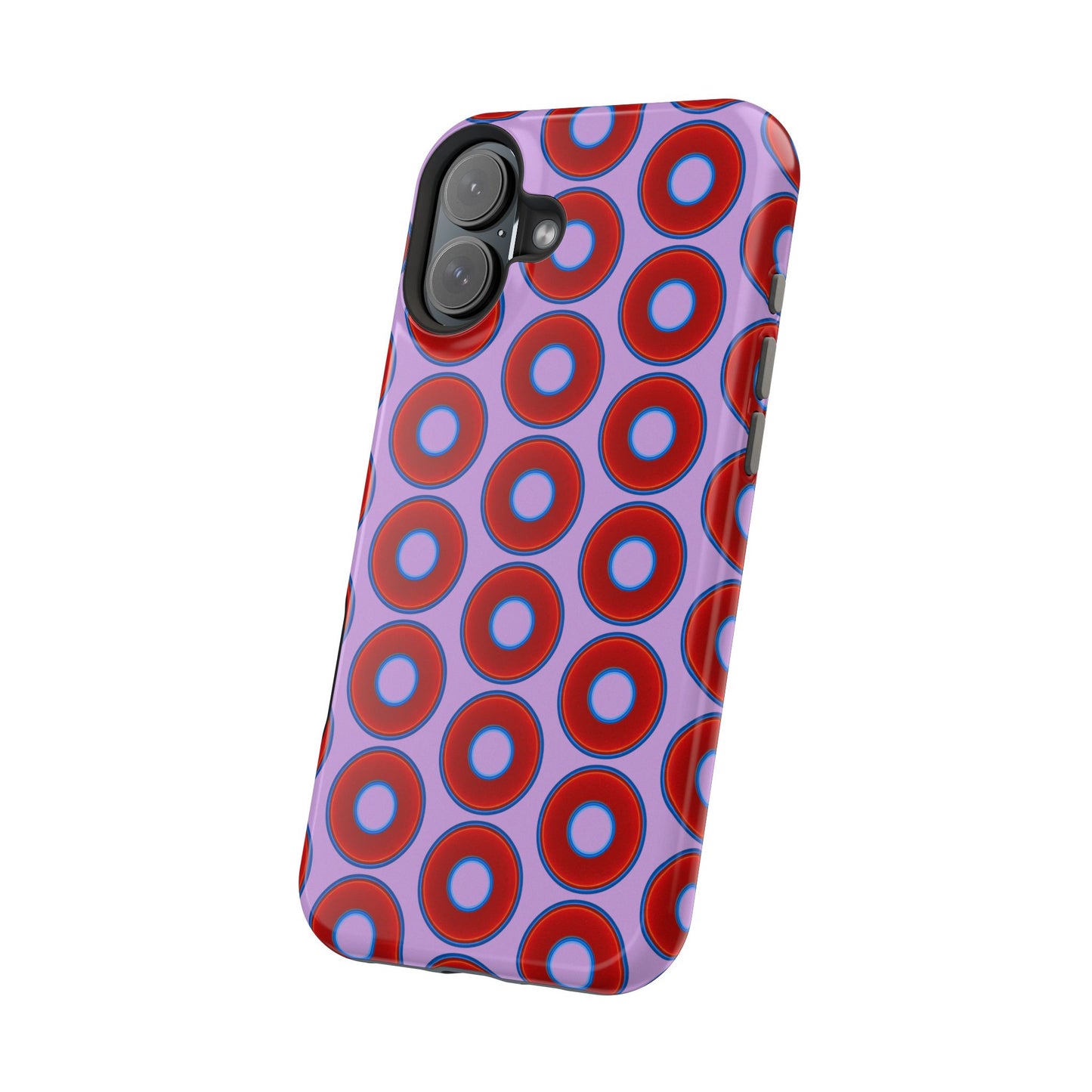 Magnetic Tough Donut Case - red vivid donut print w/wisteria purple background